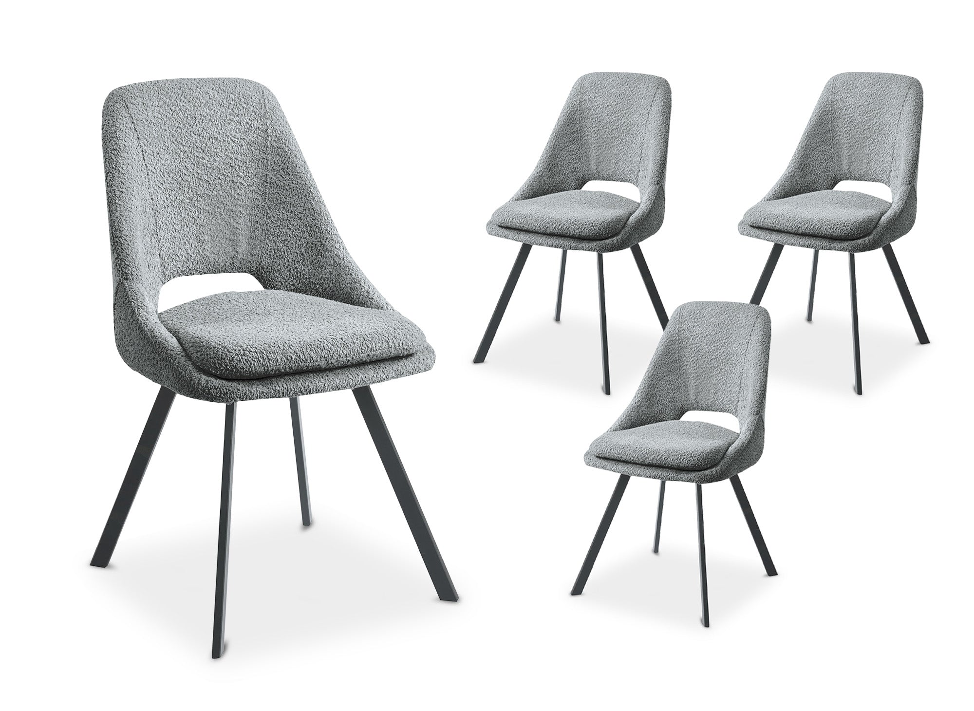 Conjunto de 4 sillas NARCISSE de color gris claro con efecto piel de oveja