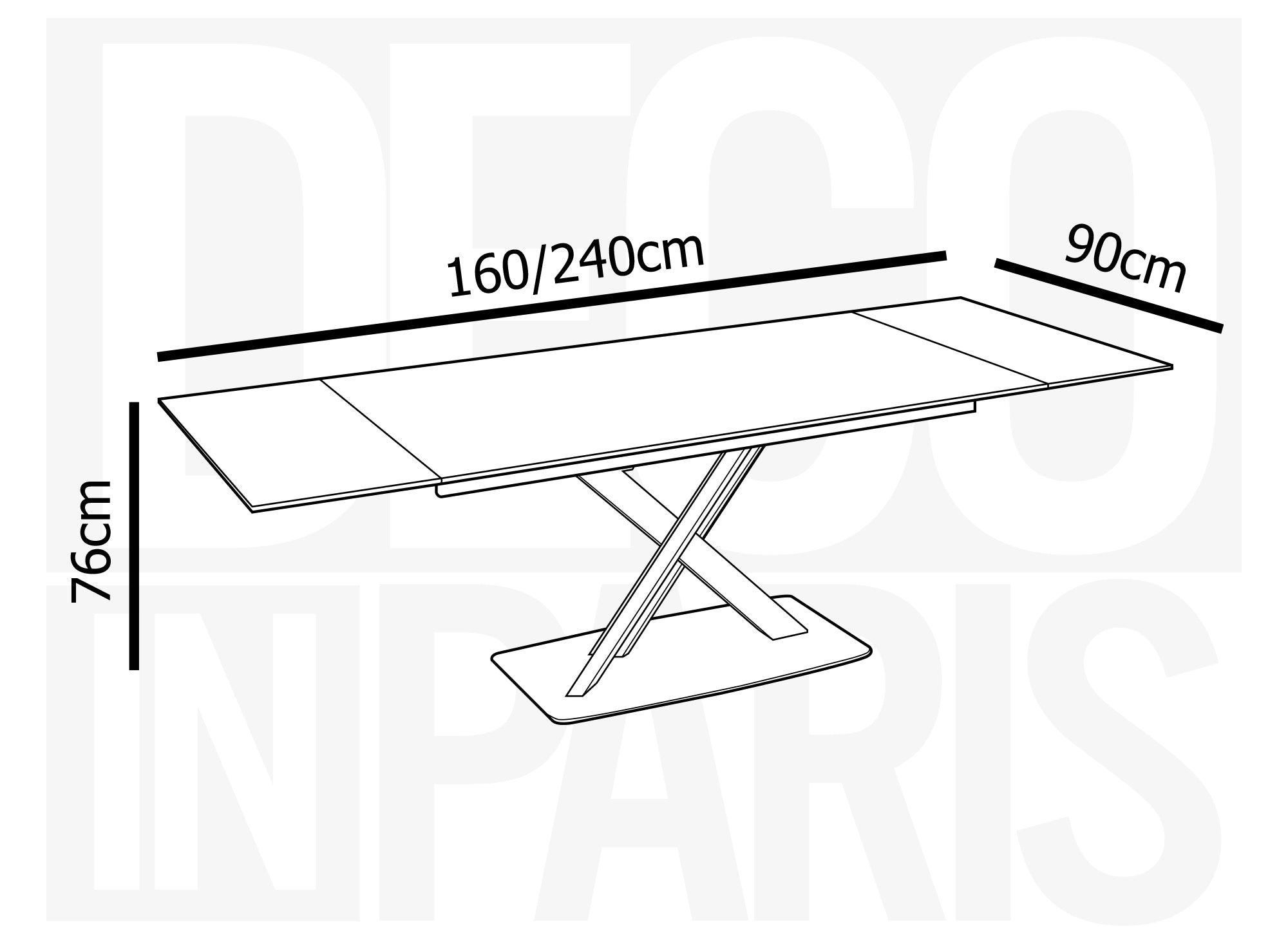 Mesa de comedor extensible ELEGANCE de cerámica negra para 6-10 personas