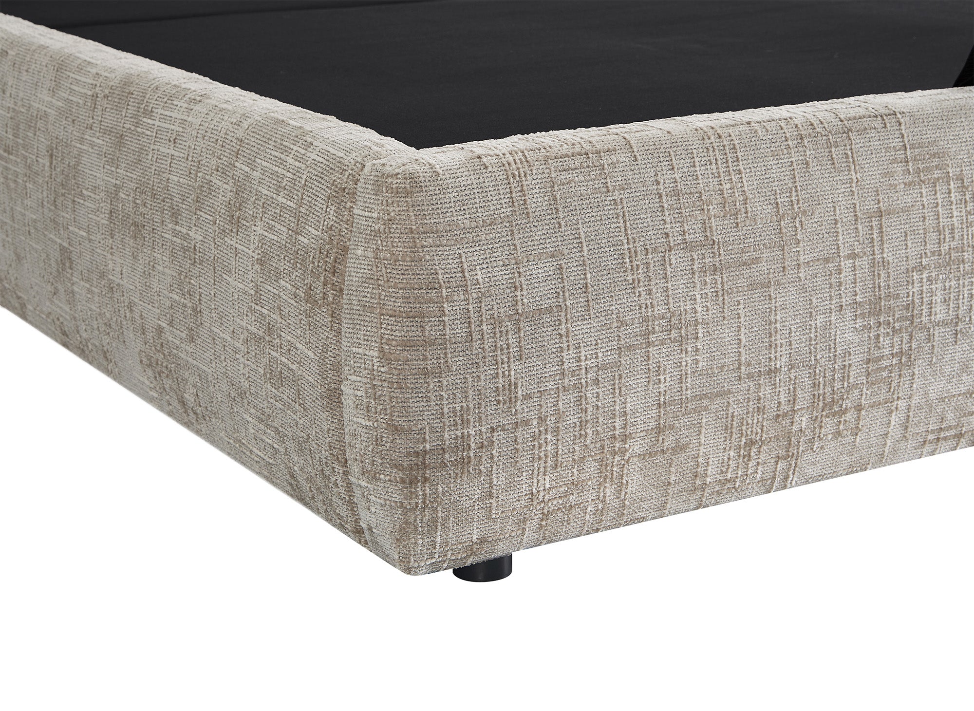 Cama de almacenaje MILENA de 180x200 cm en terciopelo jaspeado color topo