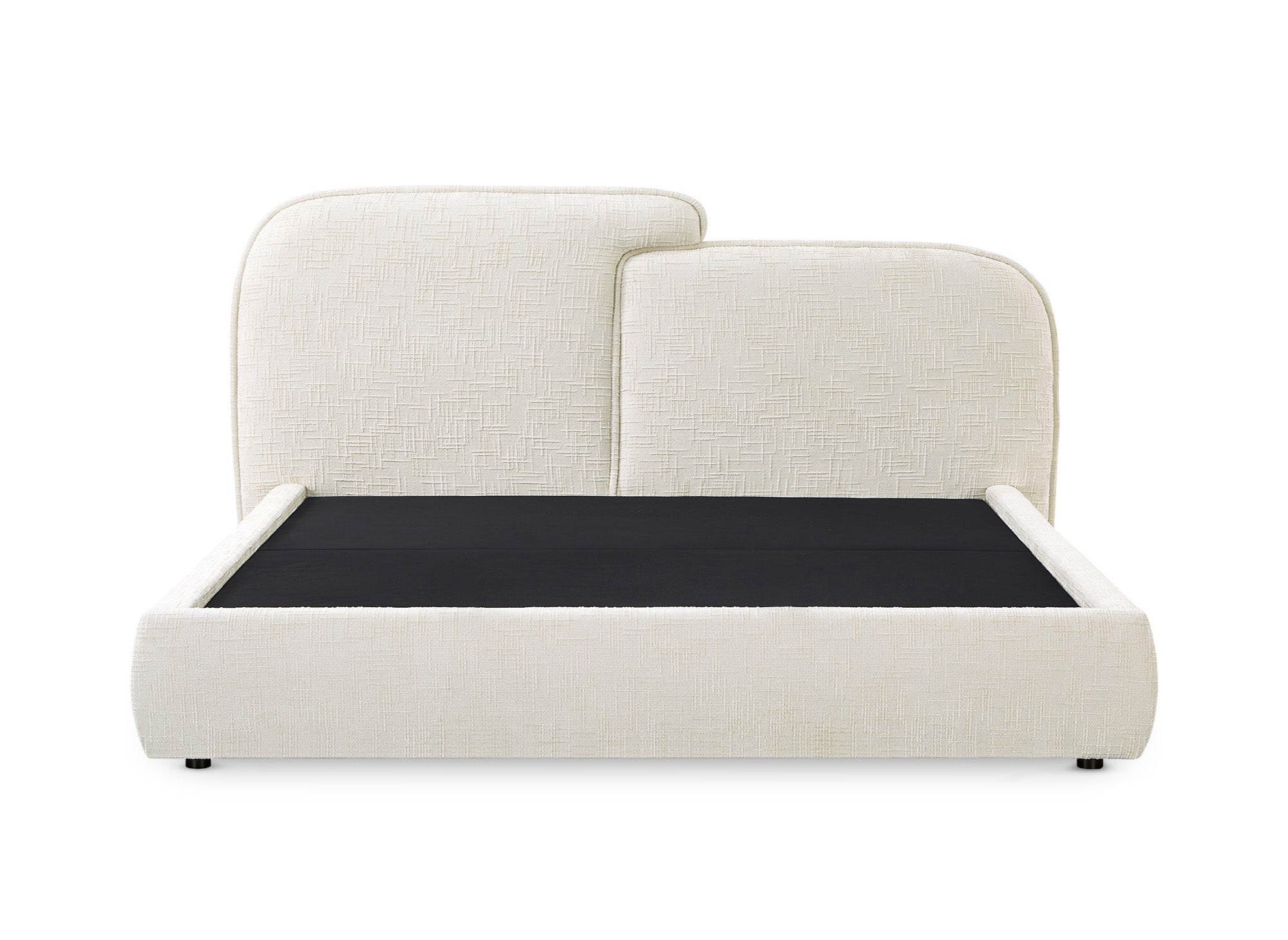 Cama de almacenaje MILENA de terciopelo jaspeado beige de 180x200 cm