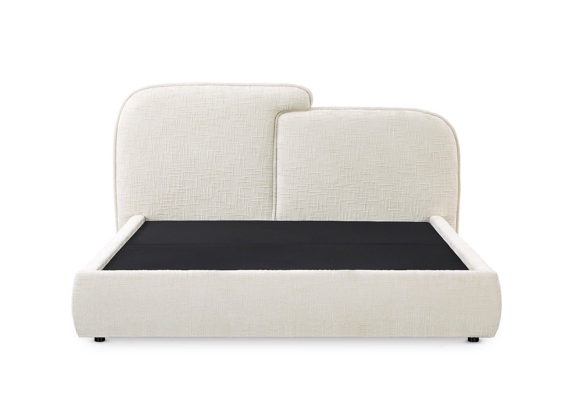 Cama de almacenaje MILENA de terciopelo jaspeado beige de 160x200 cm