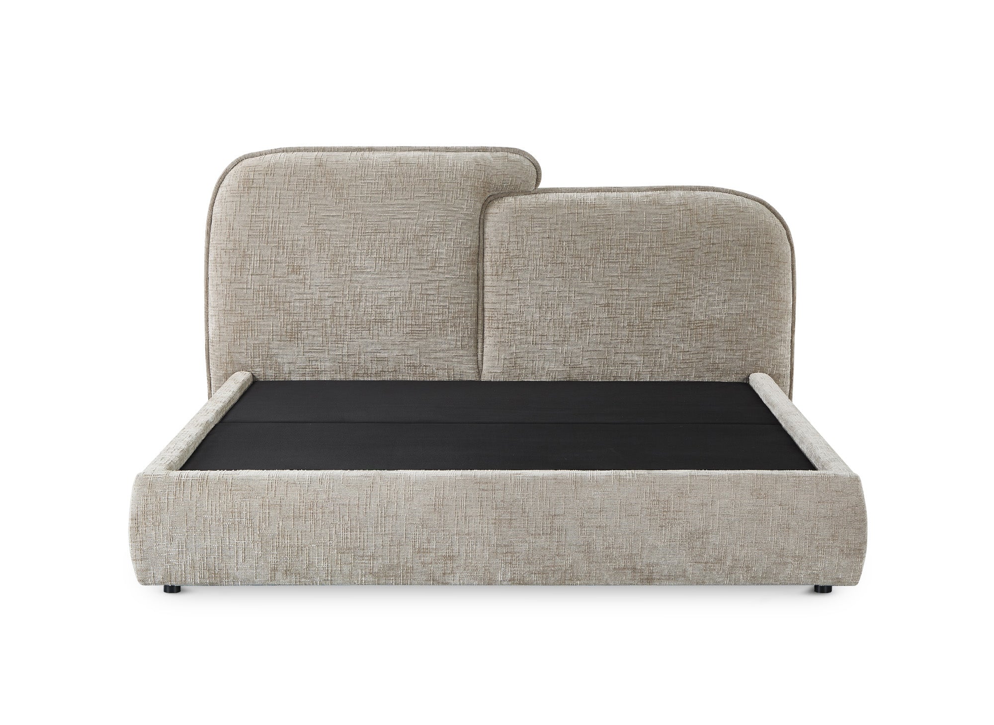 Cama de almacenaje MILENA de 160x200 cm en terciopelo jaspeado color topo