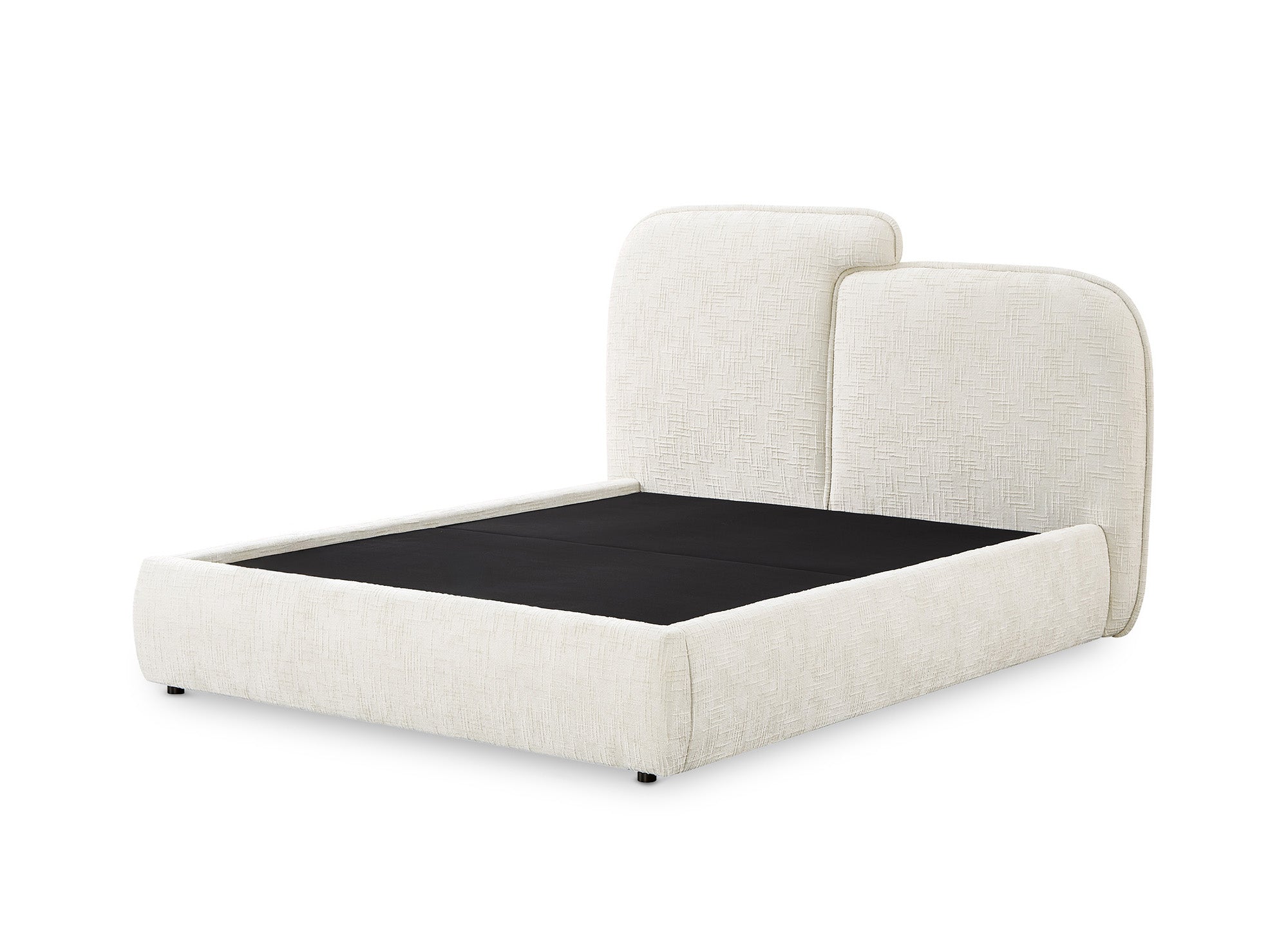 Cama con almacenaje MILENA de terciopelo jaspeado beige de 140x190 cm