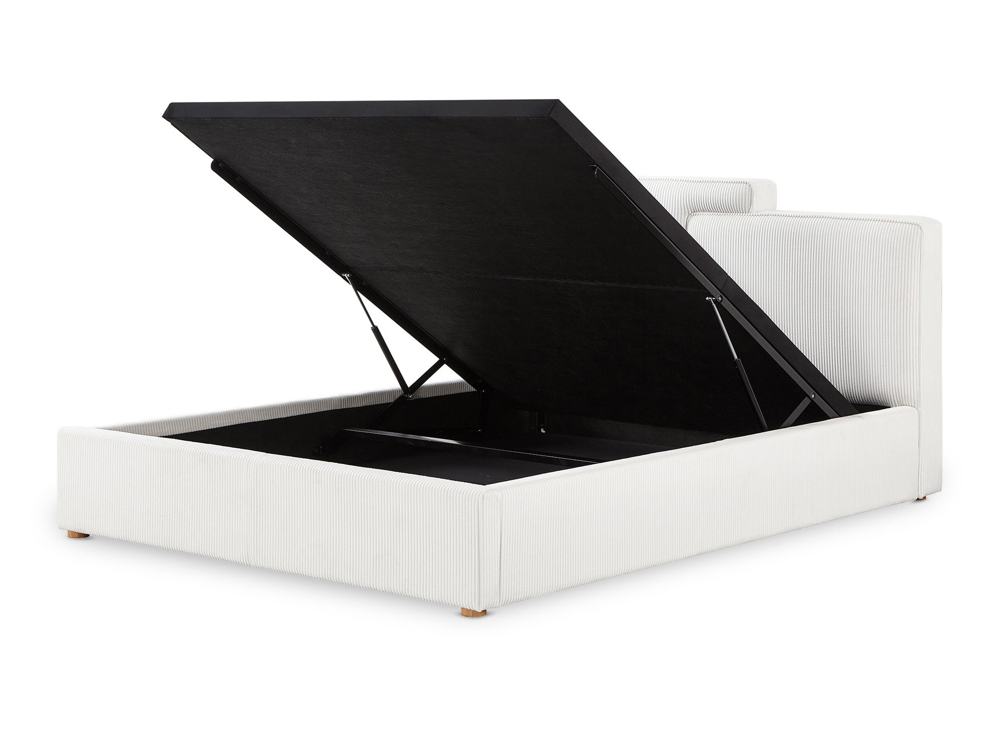 Cama de almacenaje ZELIA de 180x200 cm en pana color blanco roto