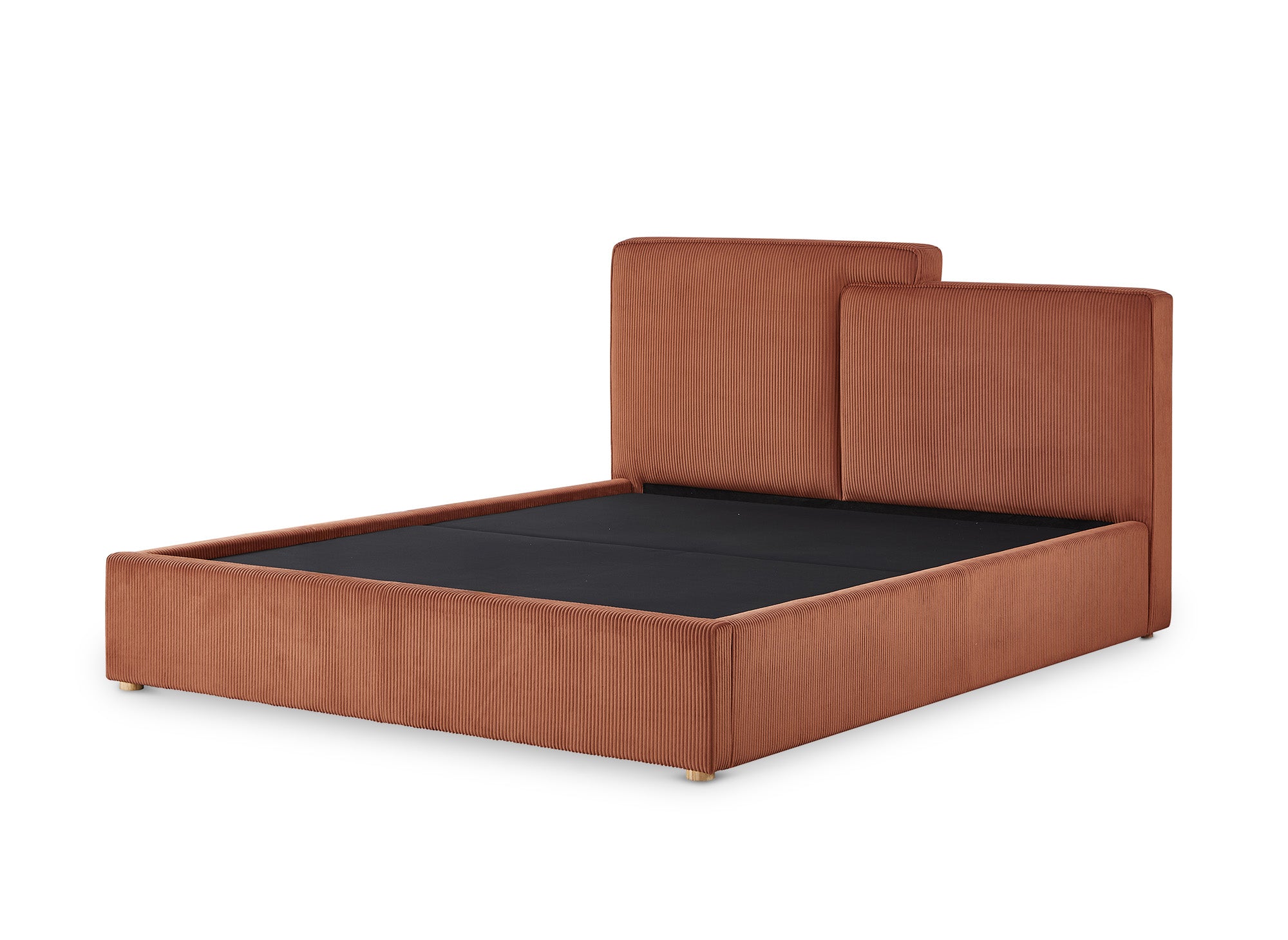 Cama de almacenaje ZELIA de 180x200 cm en pana color terracota