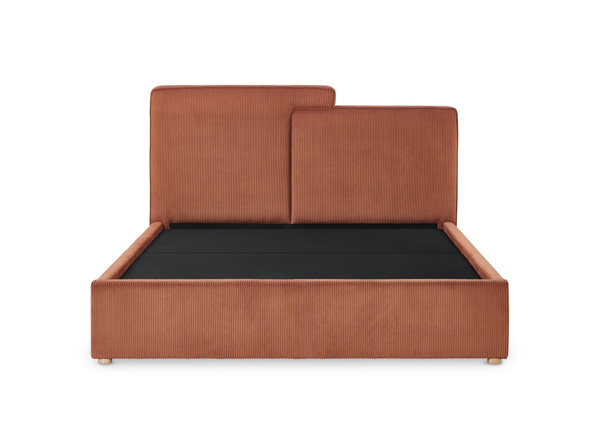 Cama de almacenaje ZELIA de 160x200 cm en pana color terracota