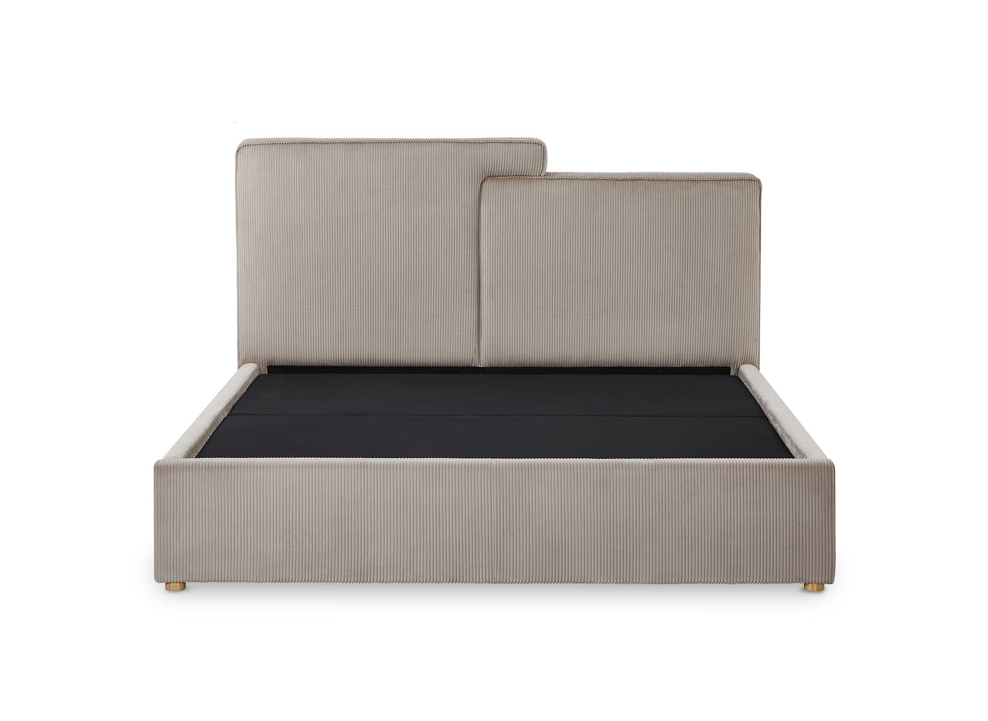 Cama de almacenaje ZELIA de 160x200 cm en pana color topo