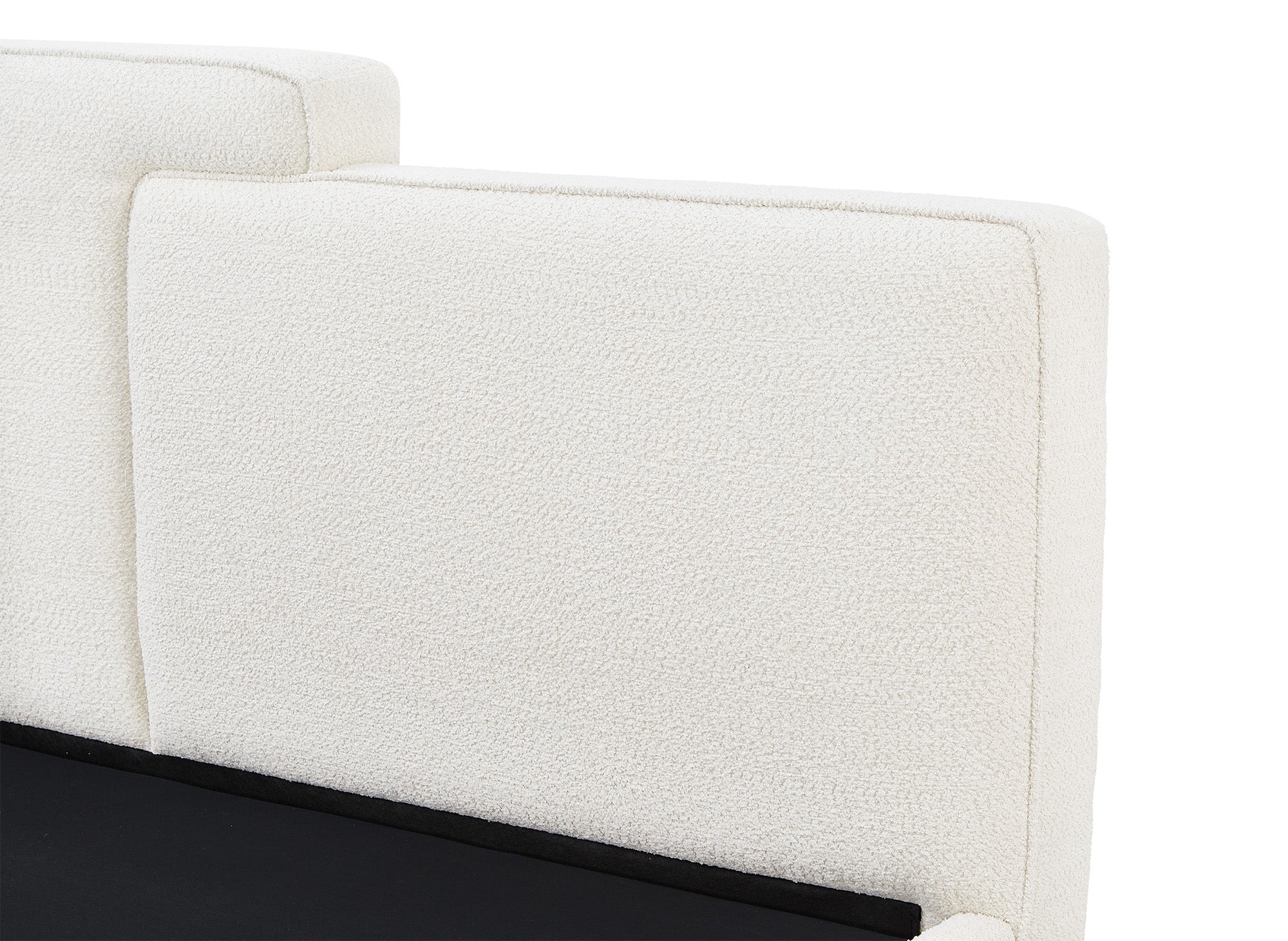 ZELIA Cama contenedor de tela bouclé beige 160x200 cm