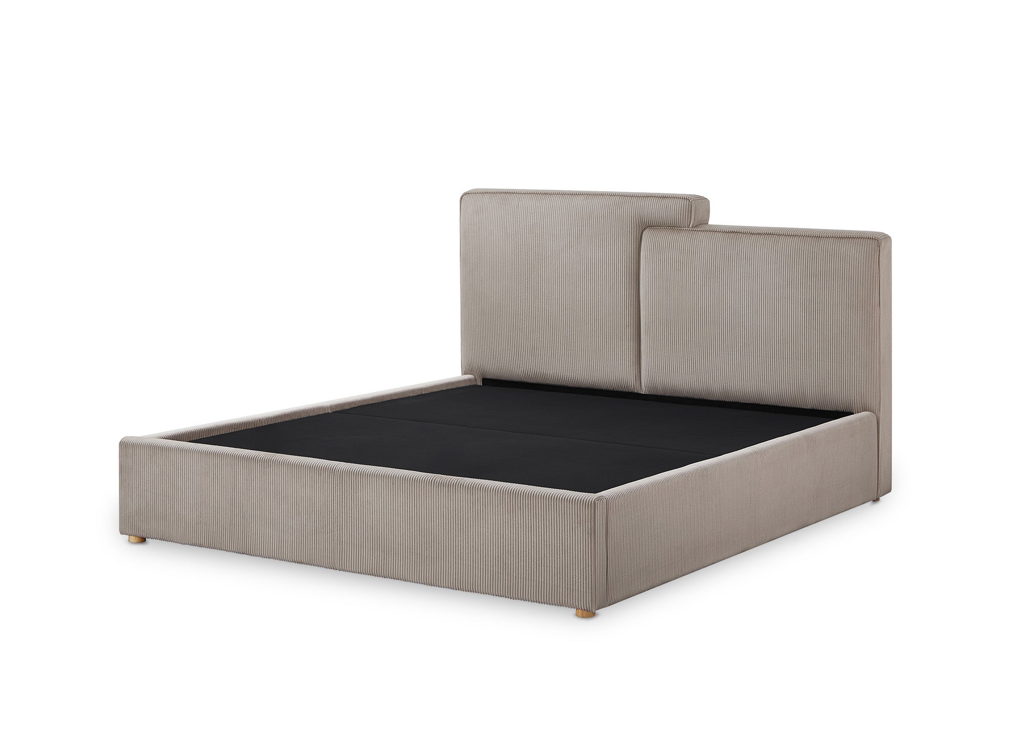 Cama de almacenaje ZELIA de 140x190 cm en pana color topo