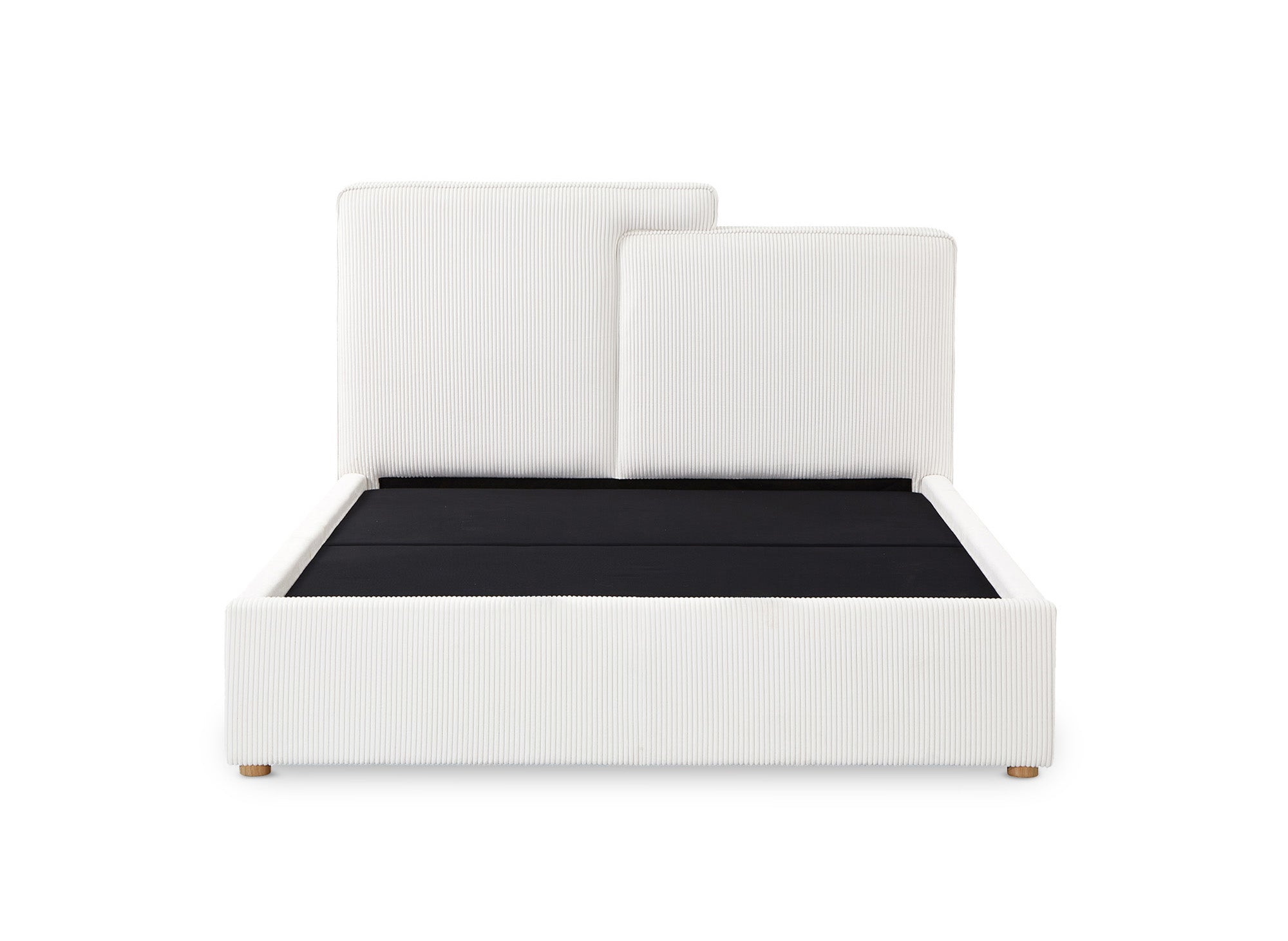 Cama de almacenaje ZELIA de 140x190 cm en pana color blanco roto