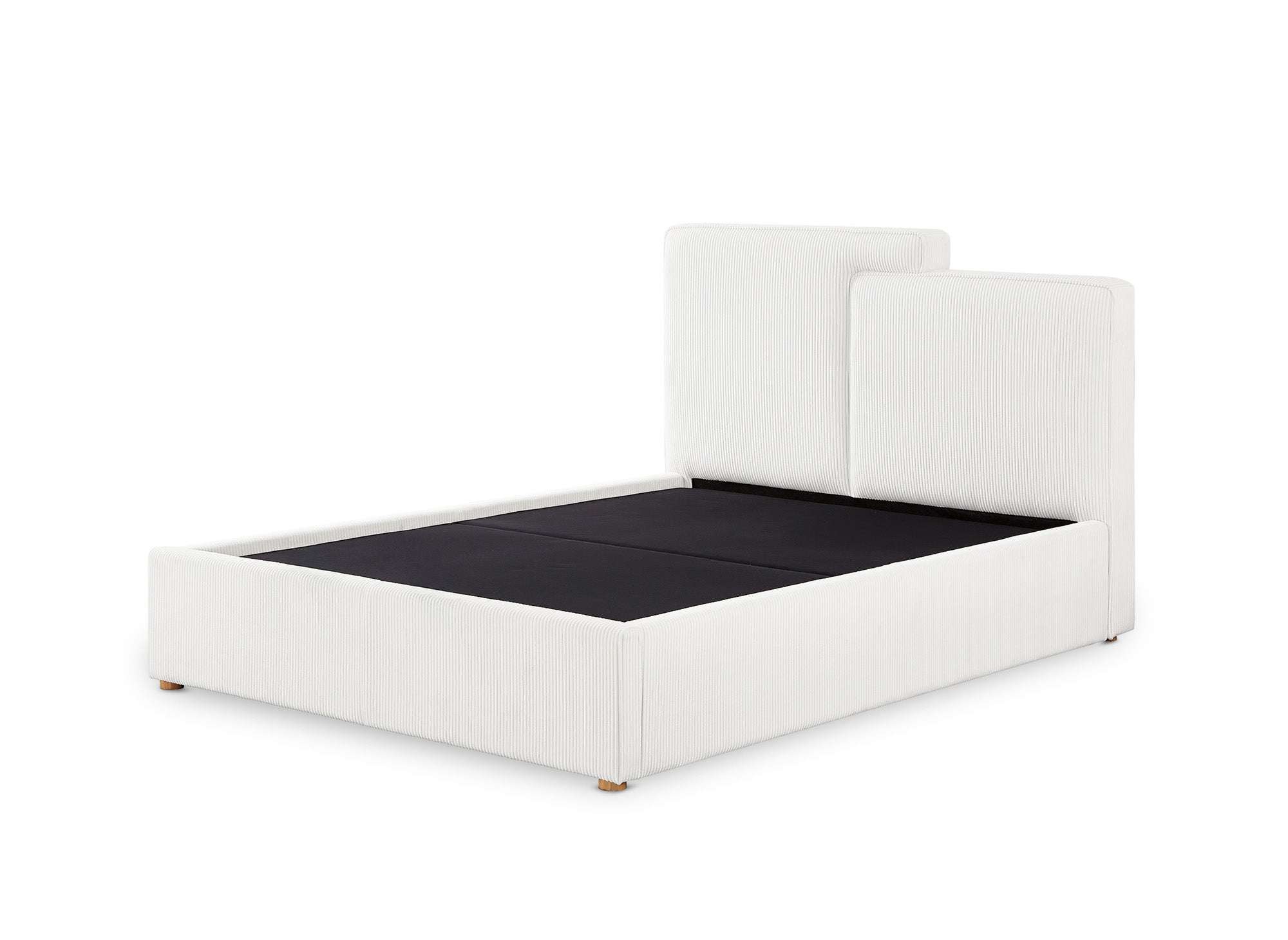Cama de almacenaje ZELIA de 140x190 cm en pana color blanco roto