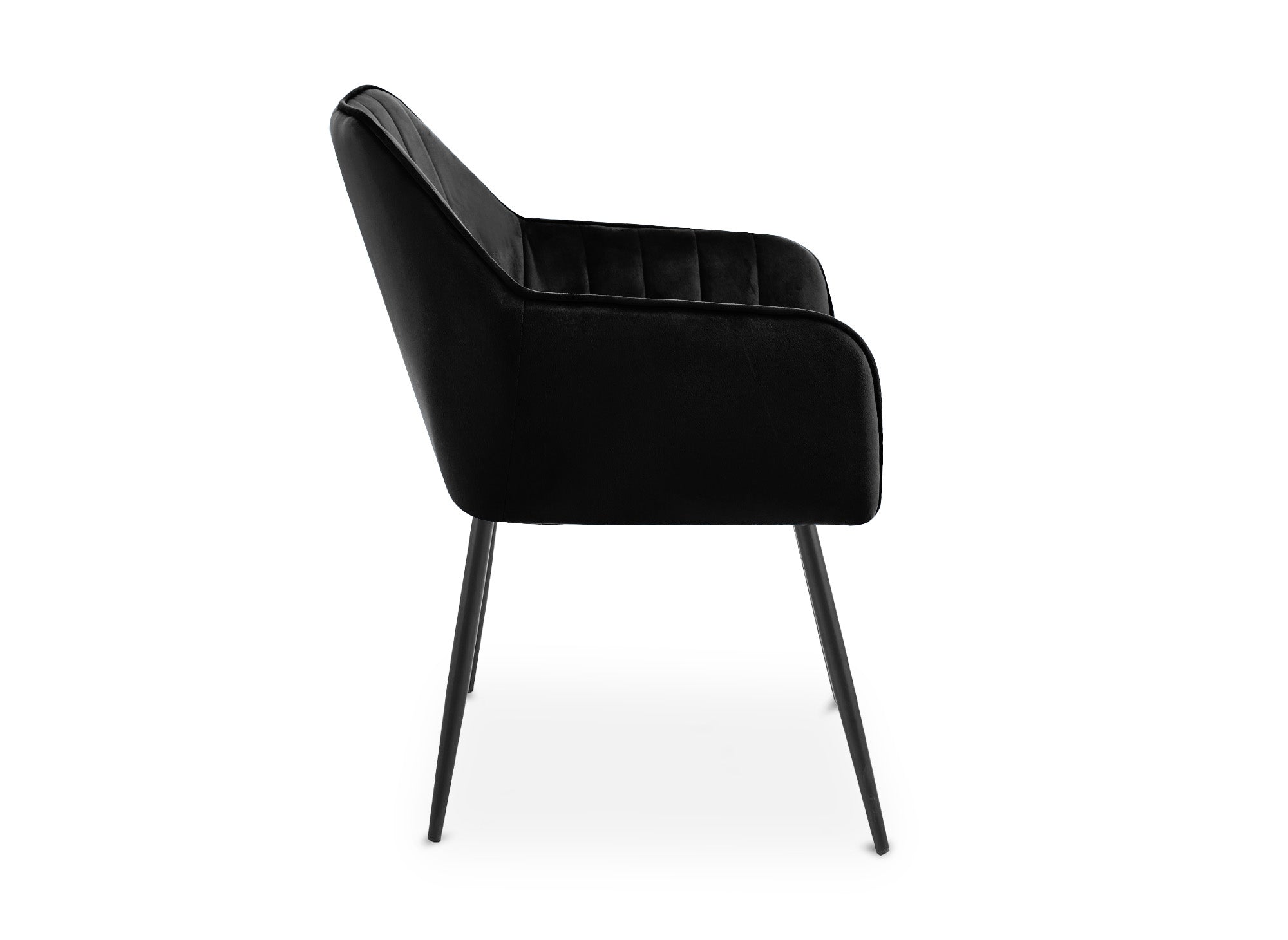 Juego de 2 sillas EDWIGE con reposabrazos de terciopelo negro y patas negras.