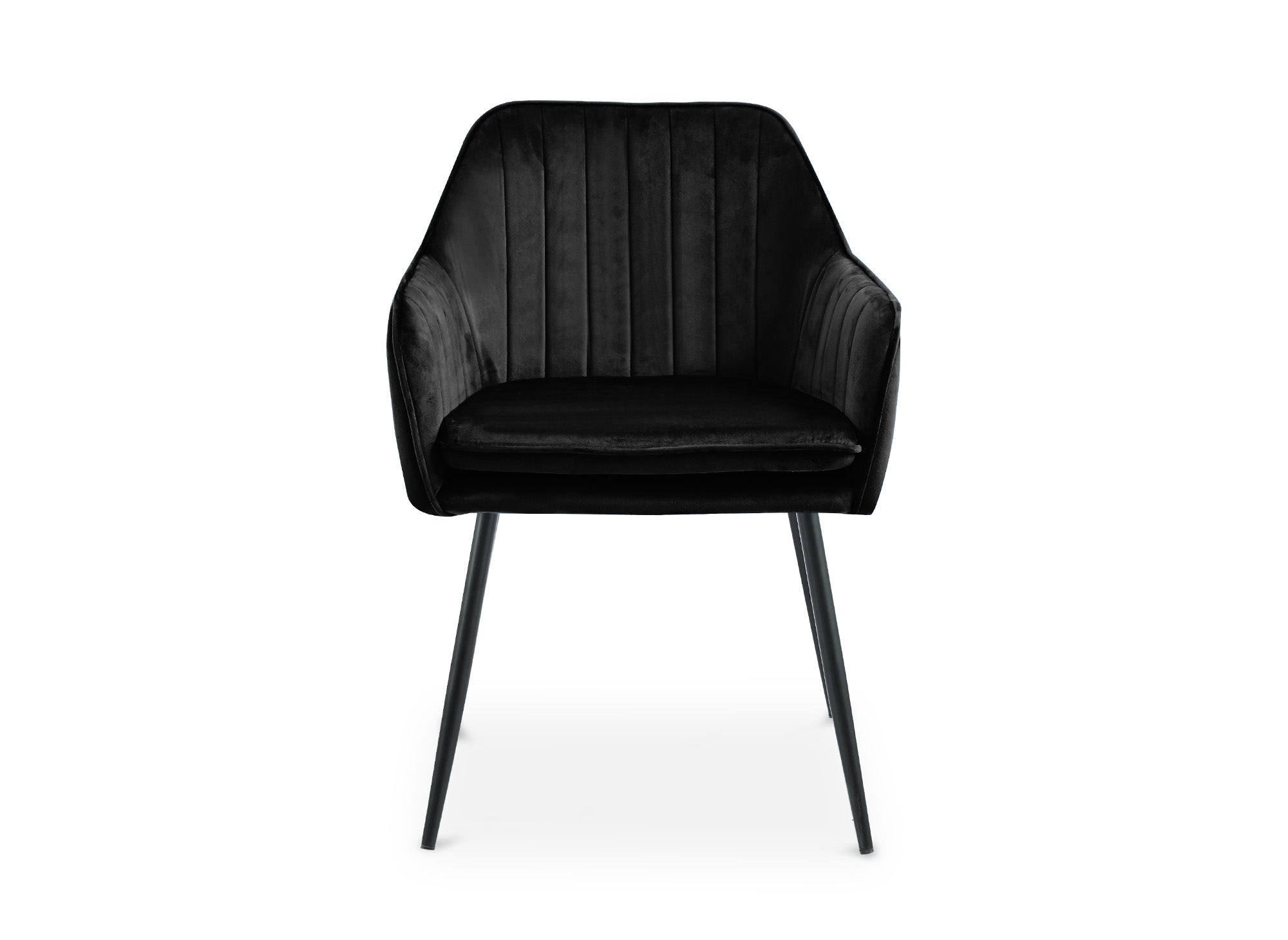 Juego de 2 sillas EDWIGE con reposabrazos de terciopelo negro y patas negras.