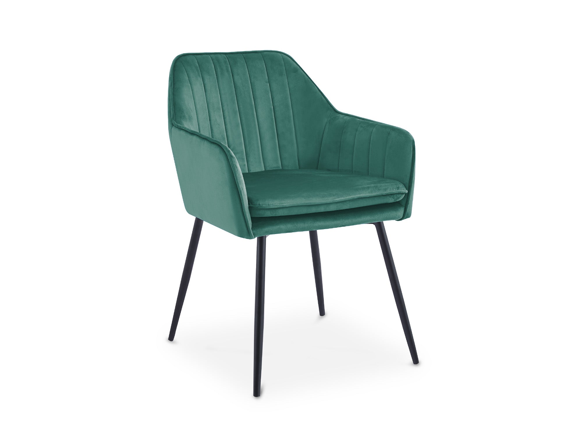 Juego de 2 sillas con reposabrazos en terciopelo verde y patas negras EDWIGE