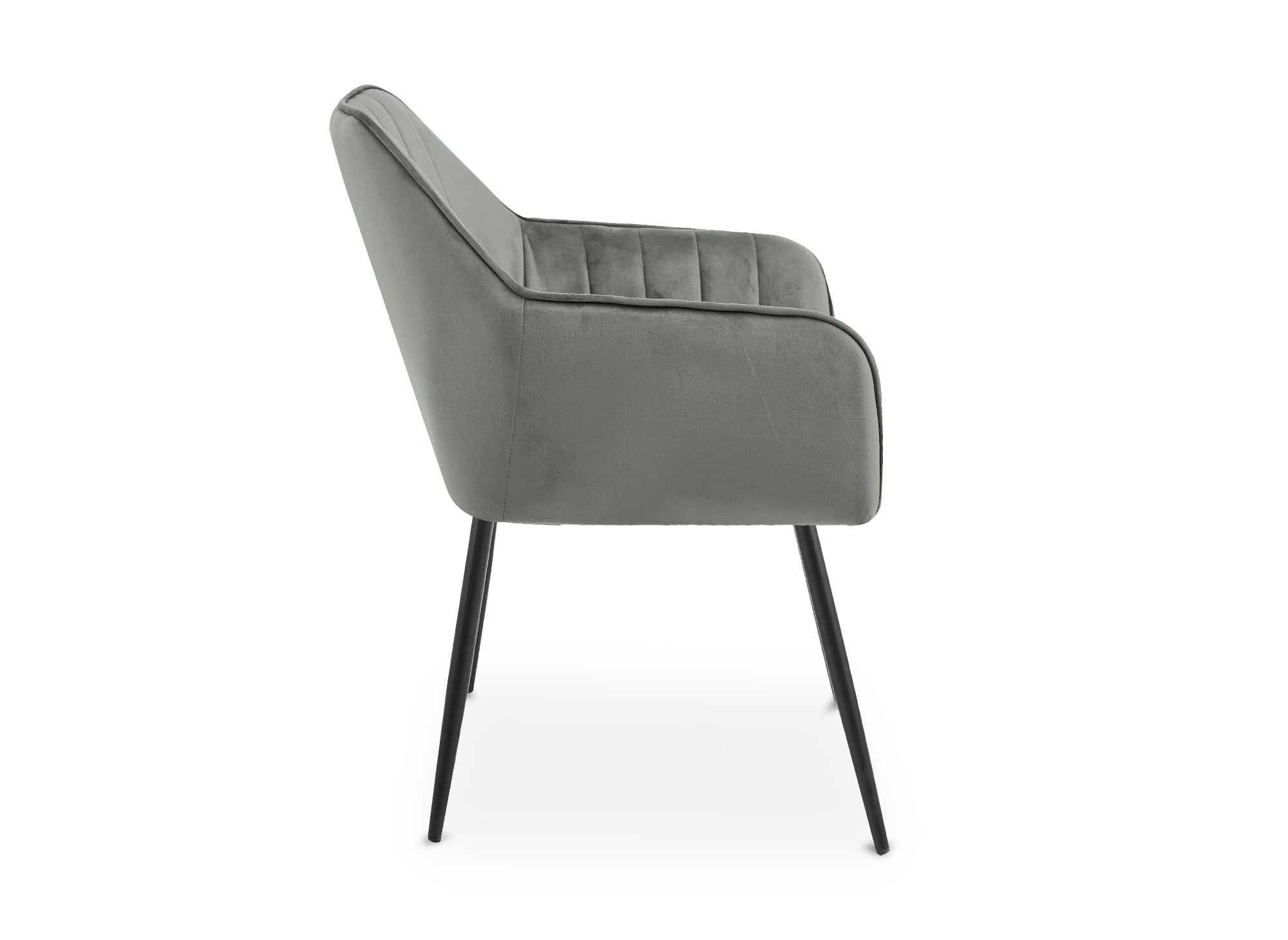 Juego de 2 sillas con reposabrazos en terciopelo gris, patas negras, EDWIGE