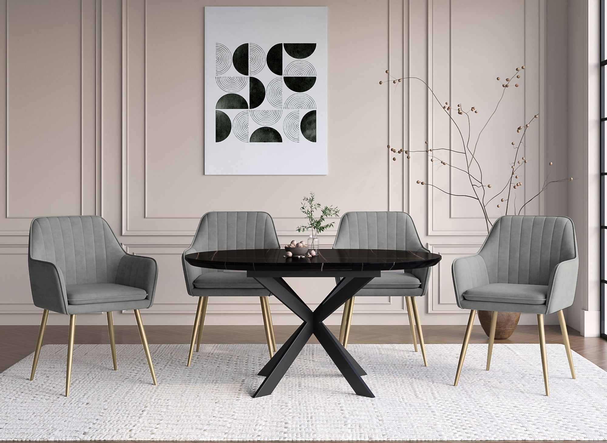 Conjunto de 2 sillones EDWIGE de terciopelo gris