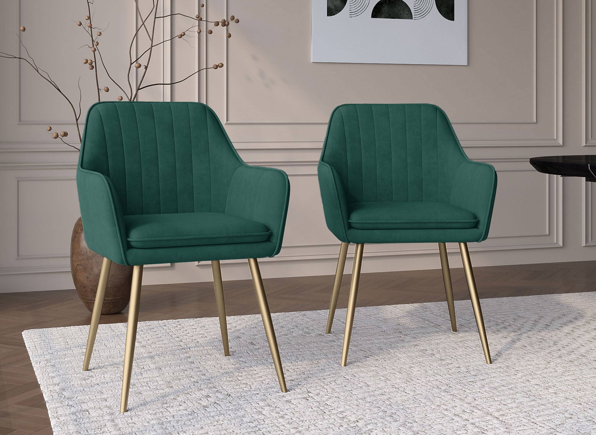 Conjunto de 2 sillones EDWIGE de terciopelo verde