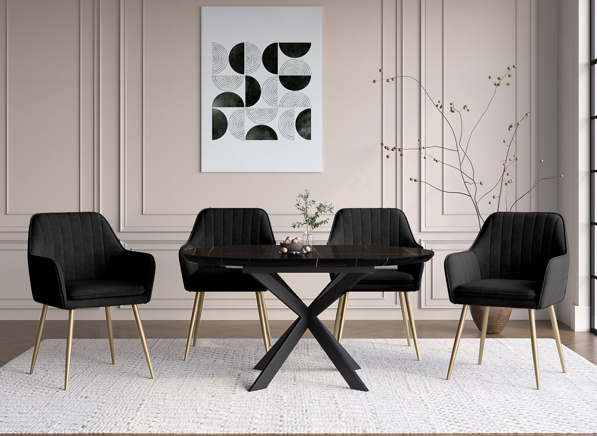 Conjunto de 2 sillones EDWIGE de terciopelo negro