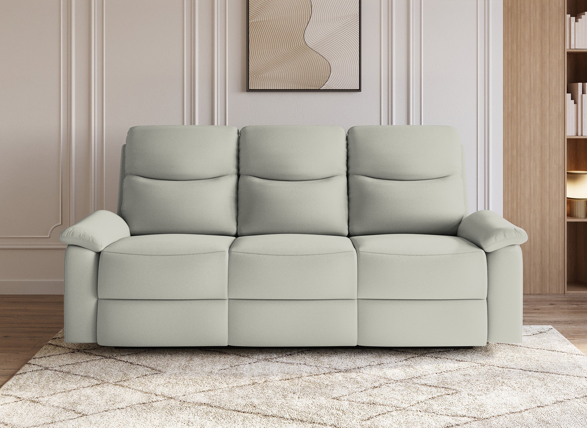 Sofá reclinable JACOB de 3 plazas en piel sintética gris claro