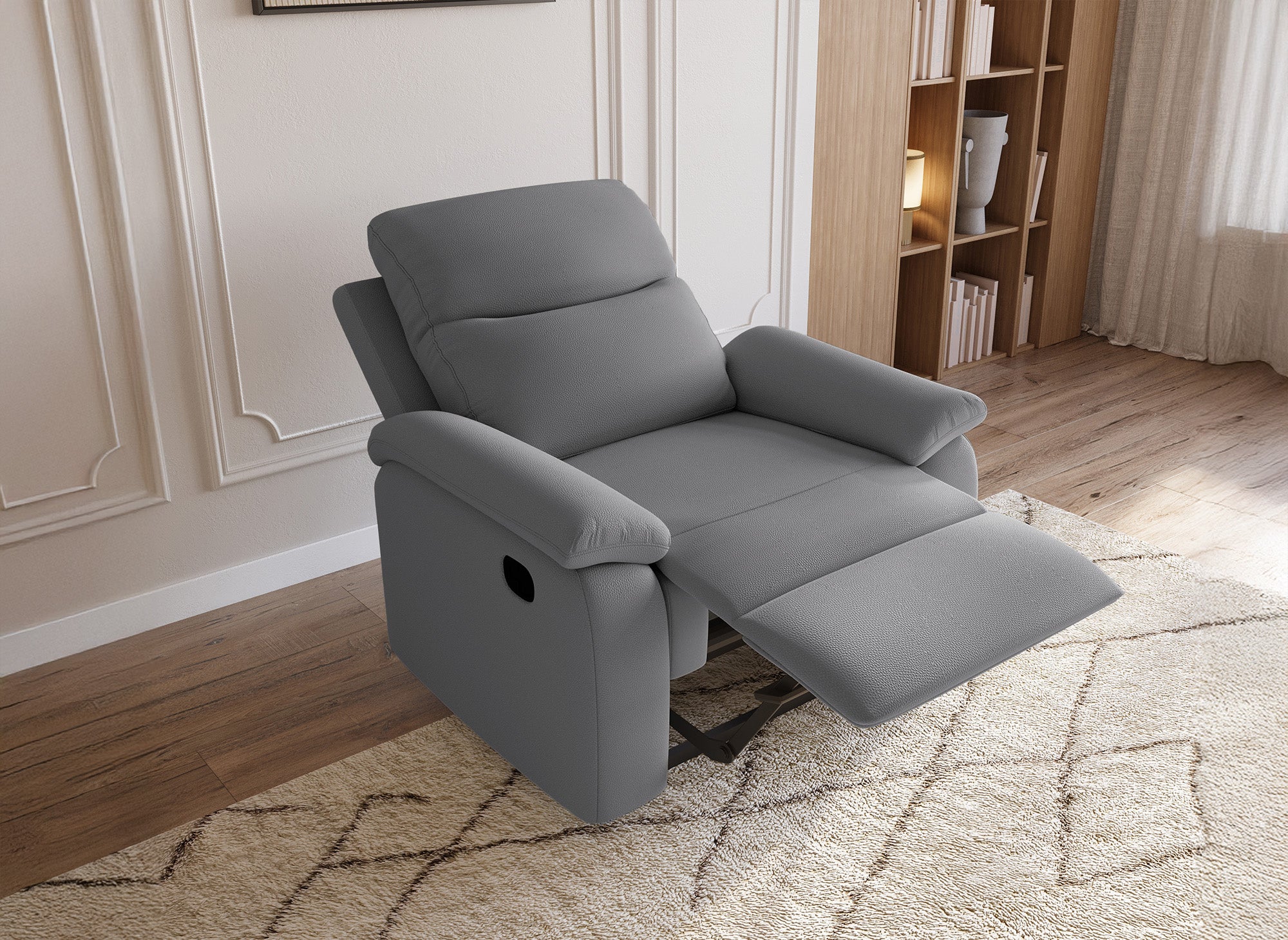 Sillón reclinable JACOB de piel sintética gris oscuro