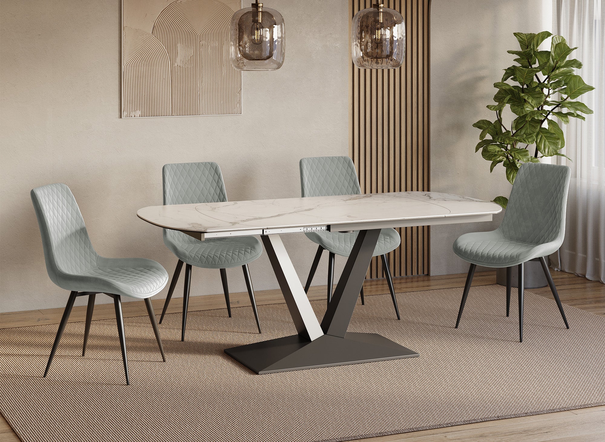 Juego de 2 sillas de diseño YOLA en terciopelo gris