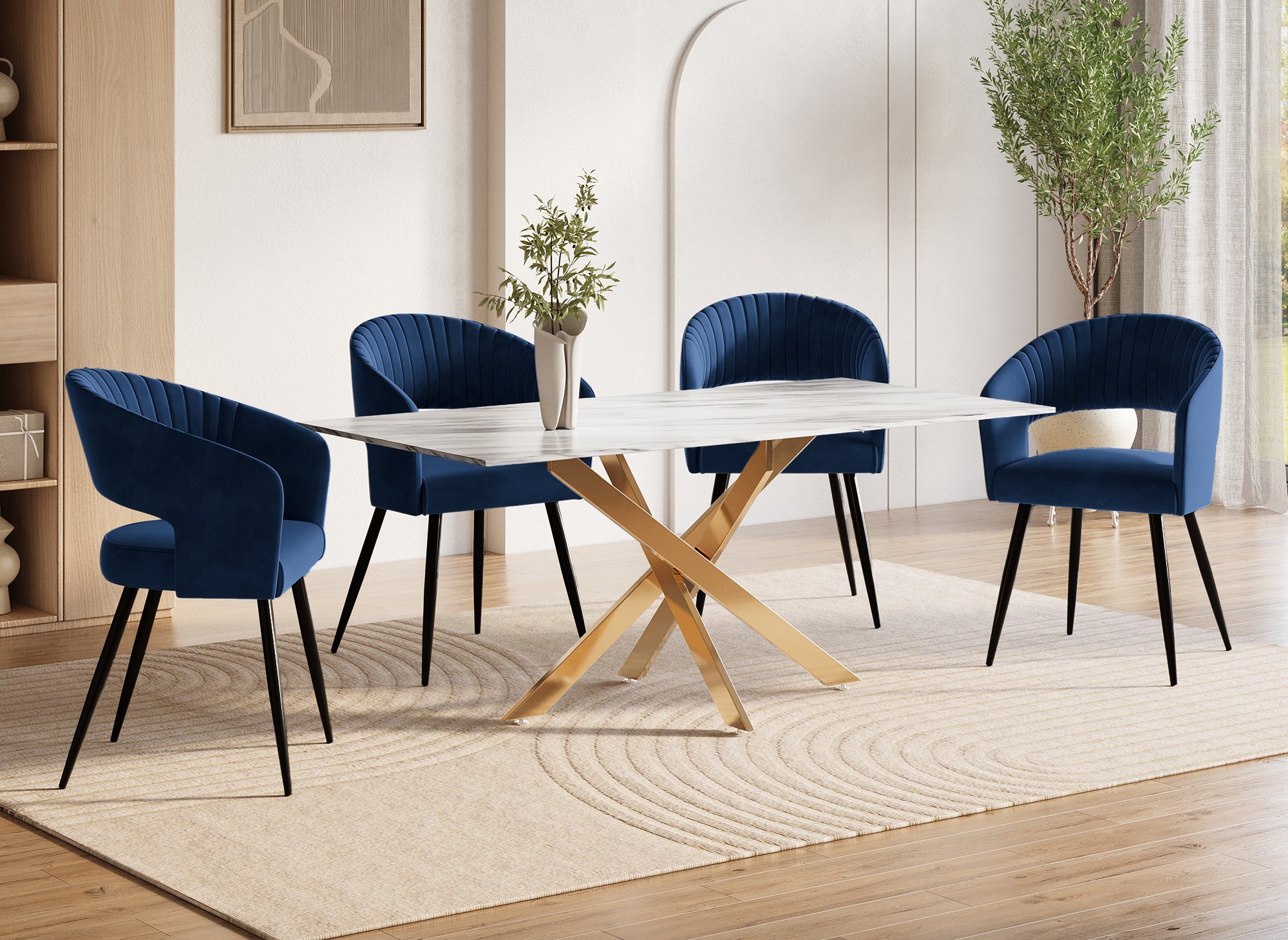 Juego de 2 sillas de diseño GLORIA en terciopelo azul