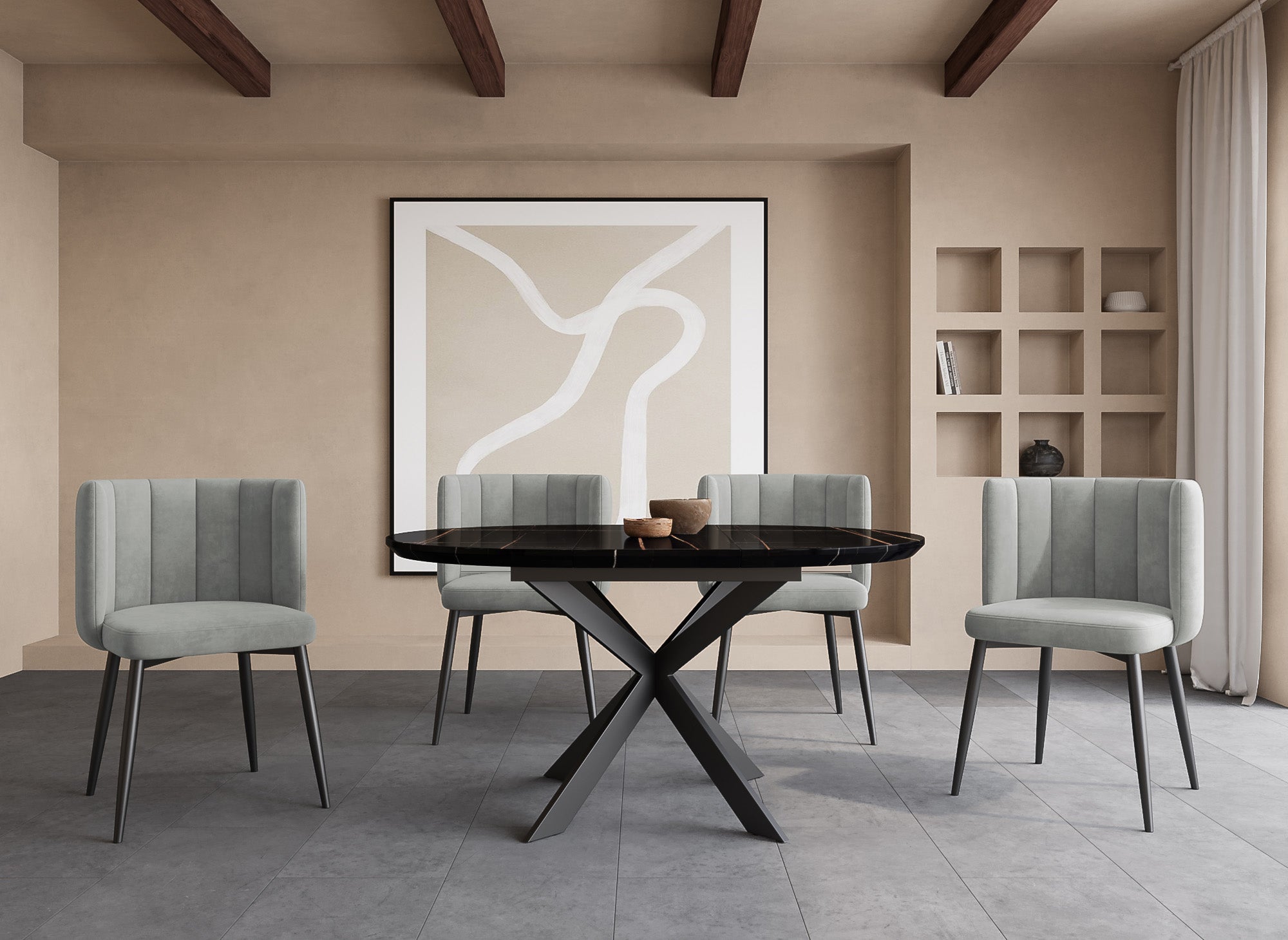 Juego de 2 sillas de diseño DEBBY en terciopelo gris