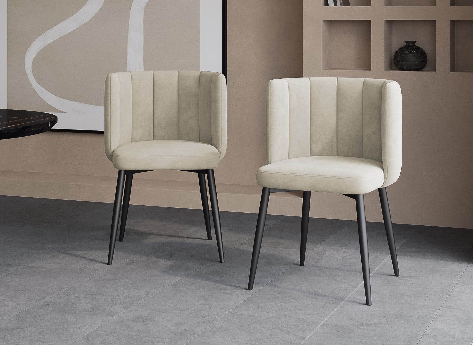 Juego de 2 sillas de diseño DEBBY de terciopelo beige