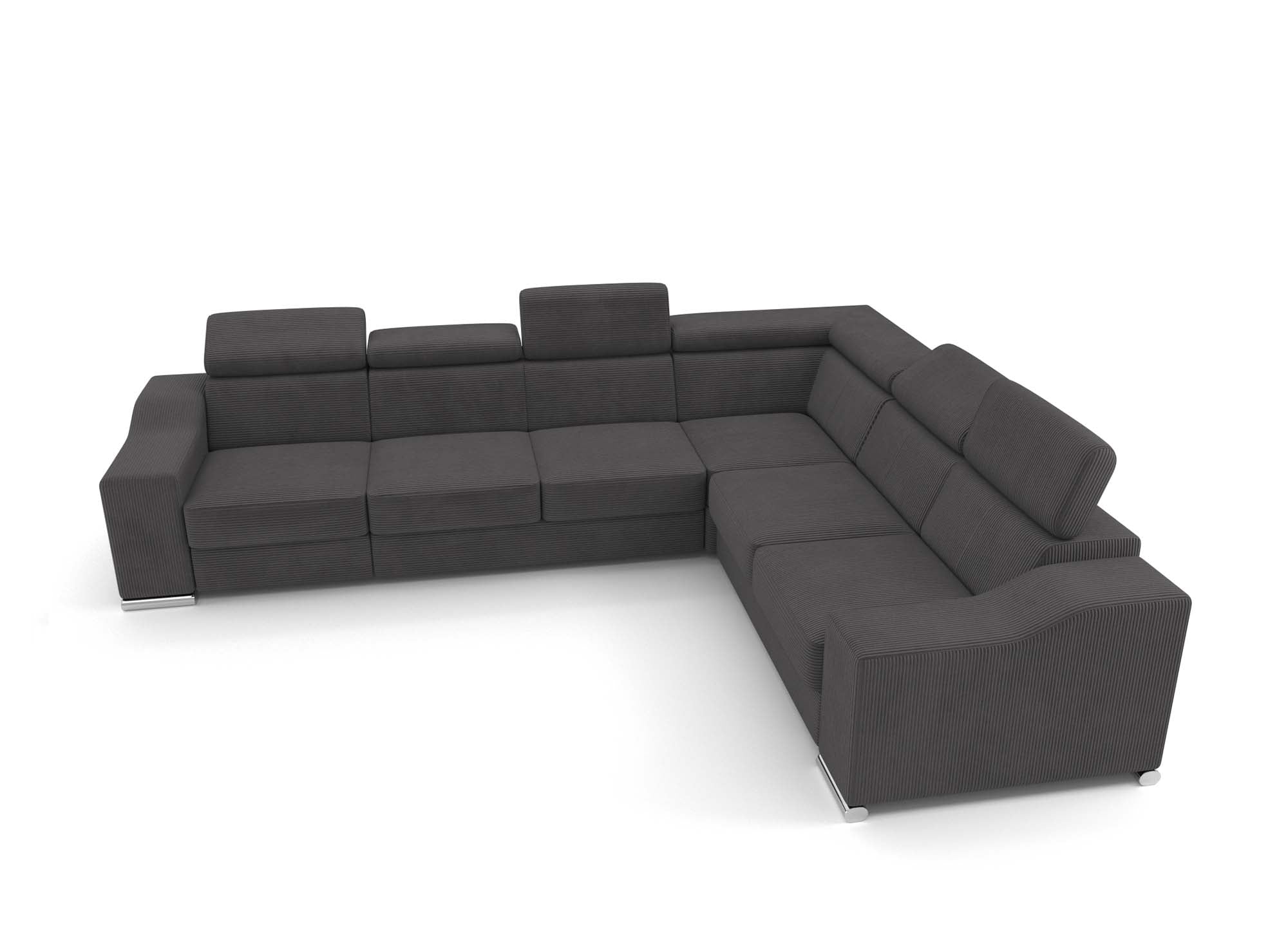 Sofá esquinero convertible reversible LEONIE en pana gris antracita