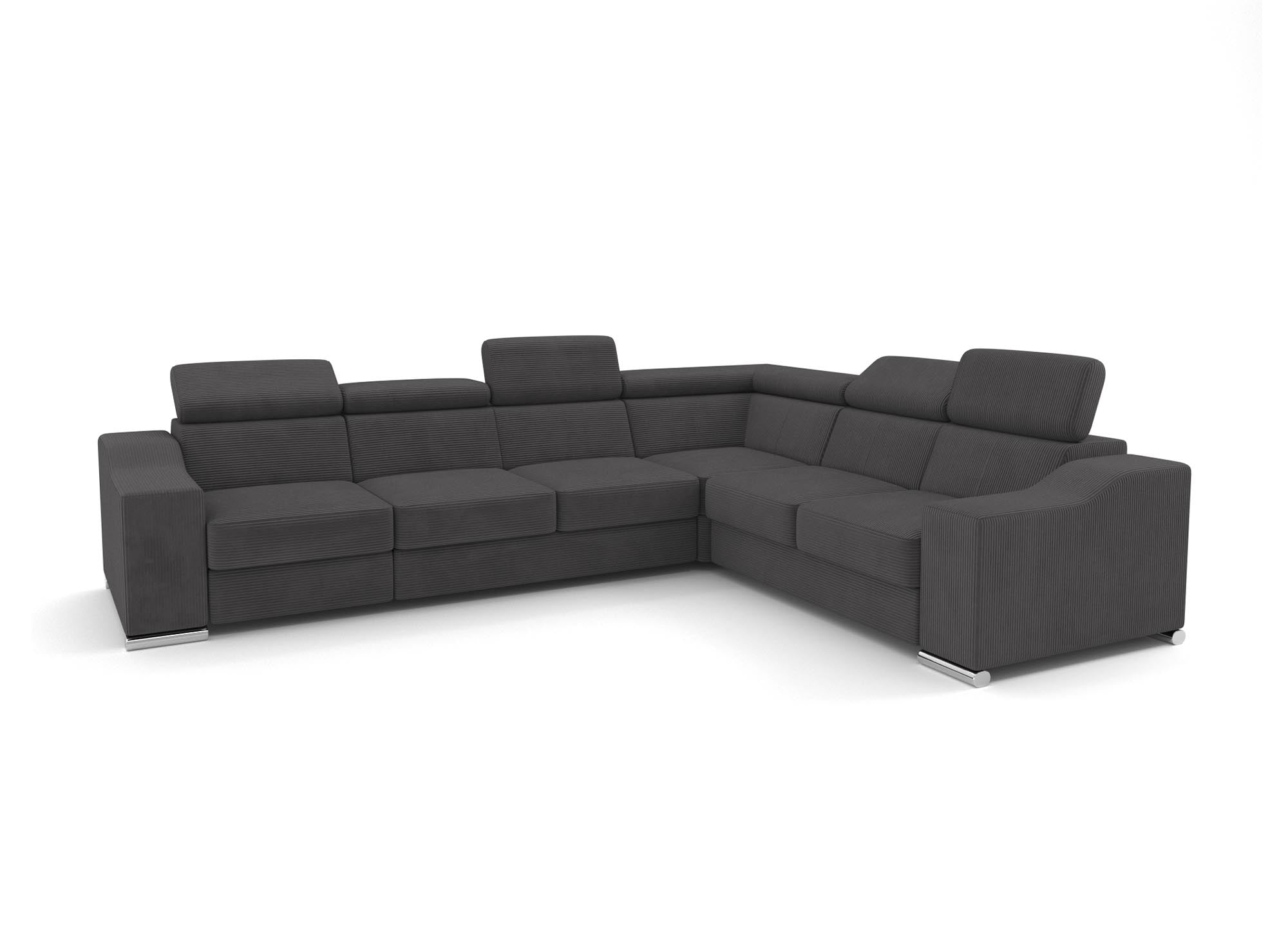 Sofá esquinero convertible reversible LEONIE en pana gris antracita