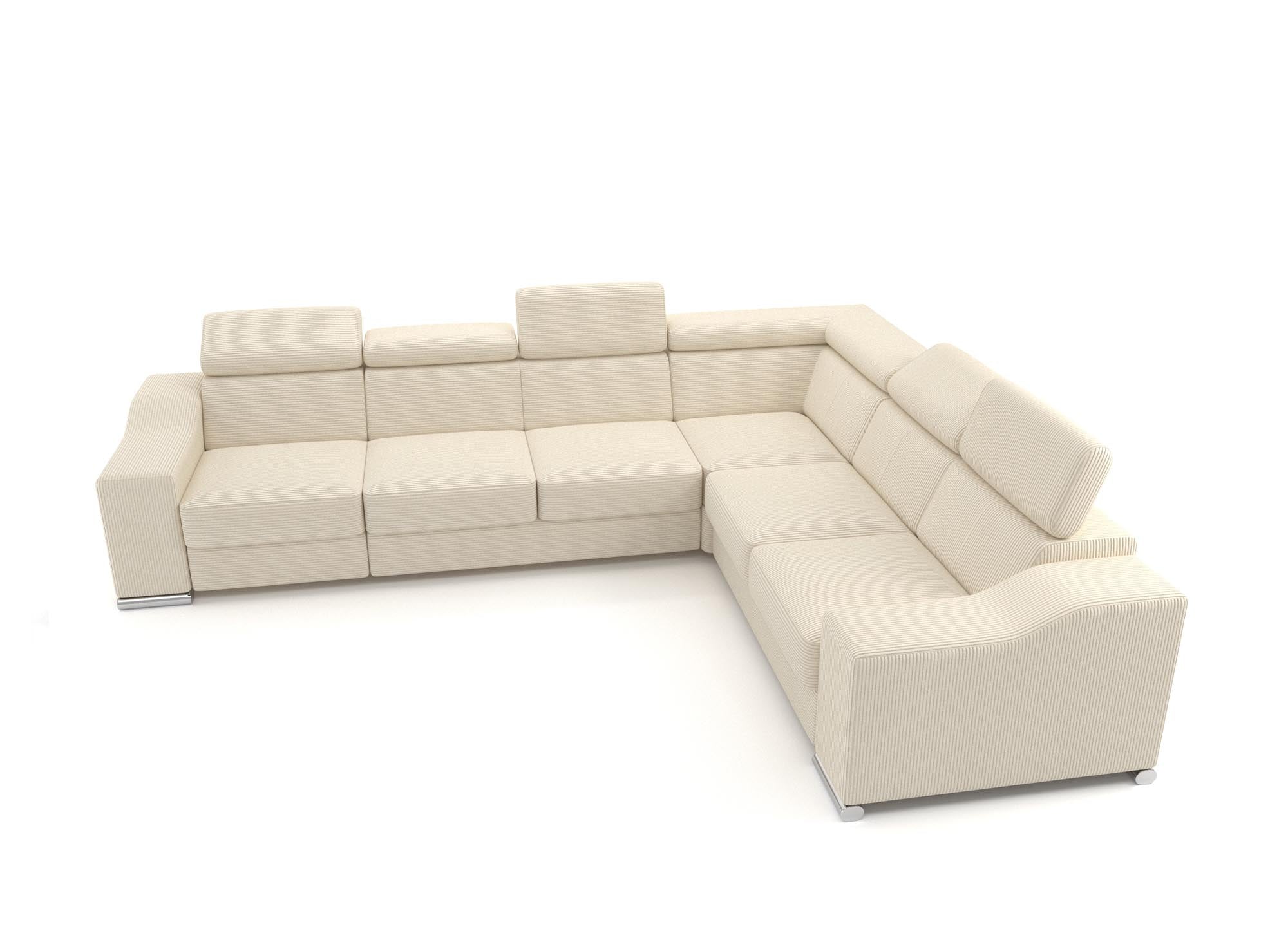 Sofá esquinero convertible reversible LEONIE en pana beige