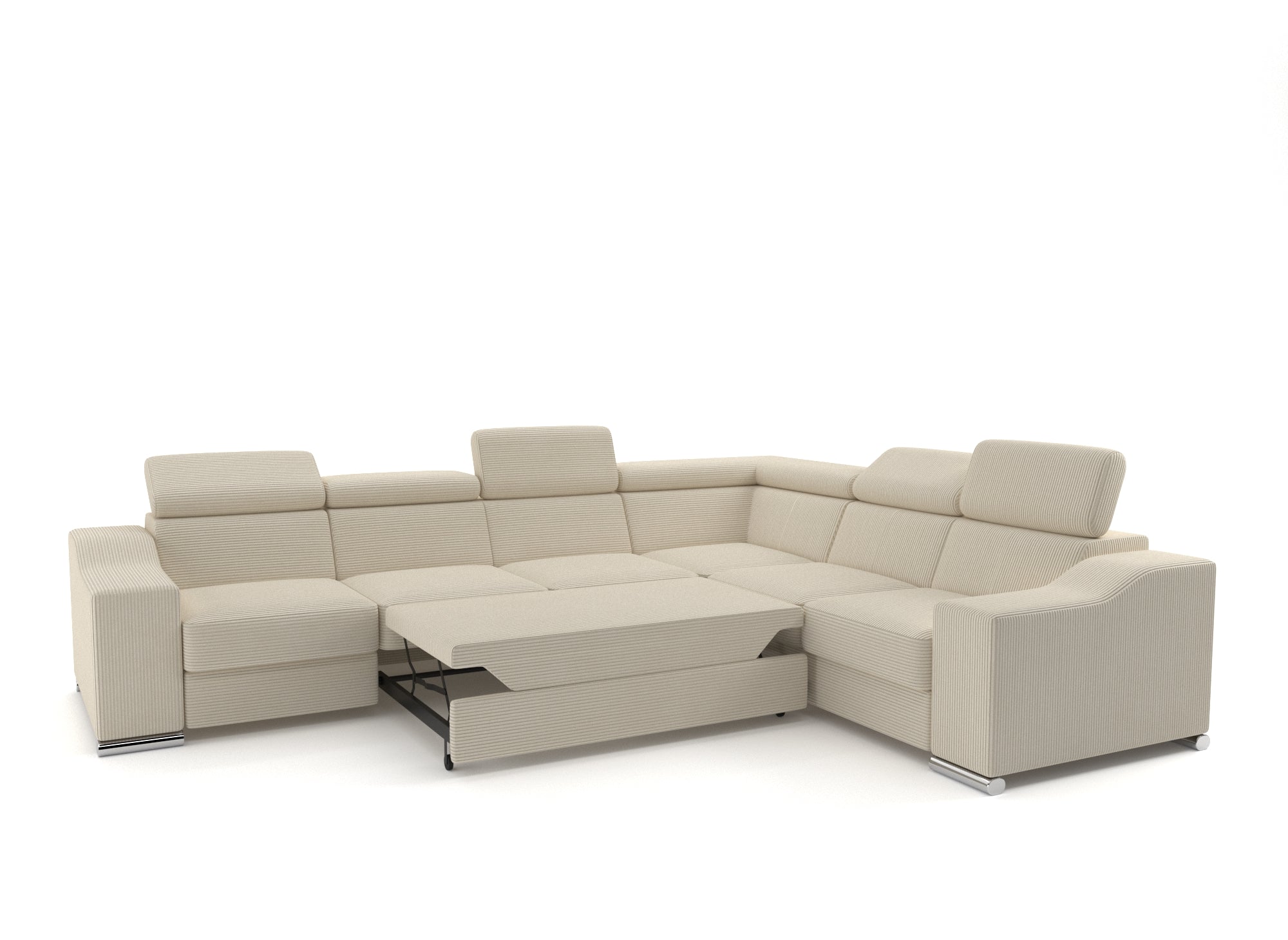 Sofá esquinero convertible reversible LEONIE en pana beige