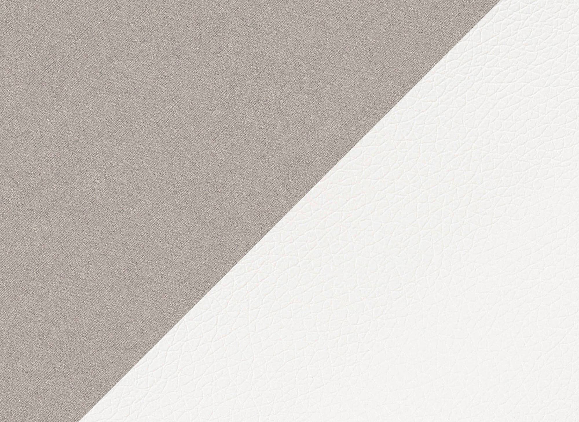 Sofá esquinero convertible reversible LEONIE en terciopelo beige y piel sintética blanca