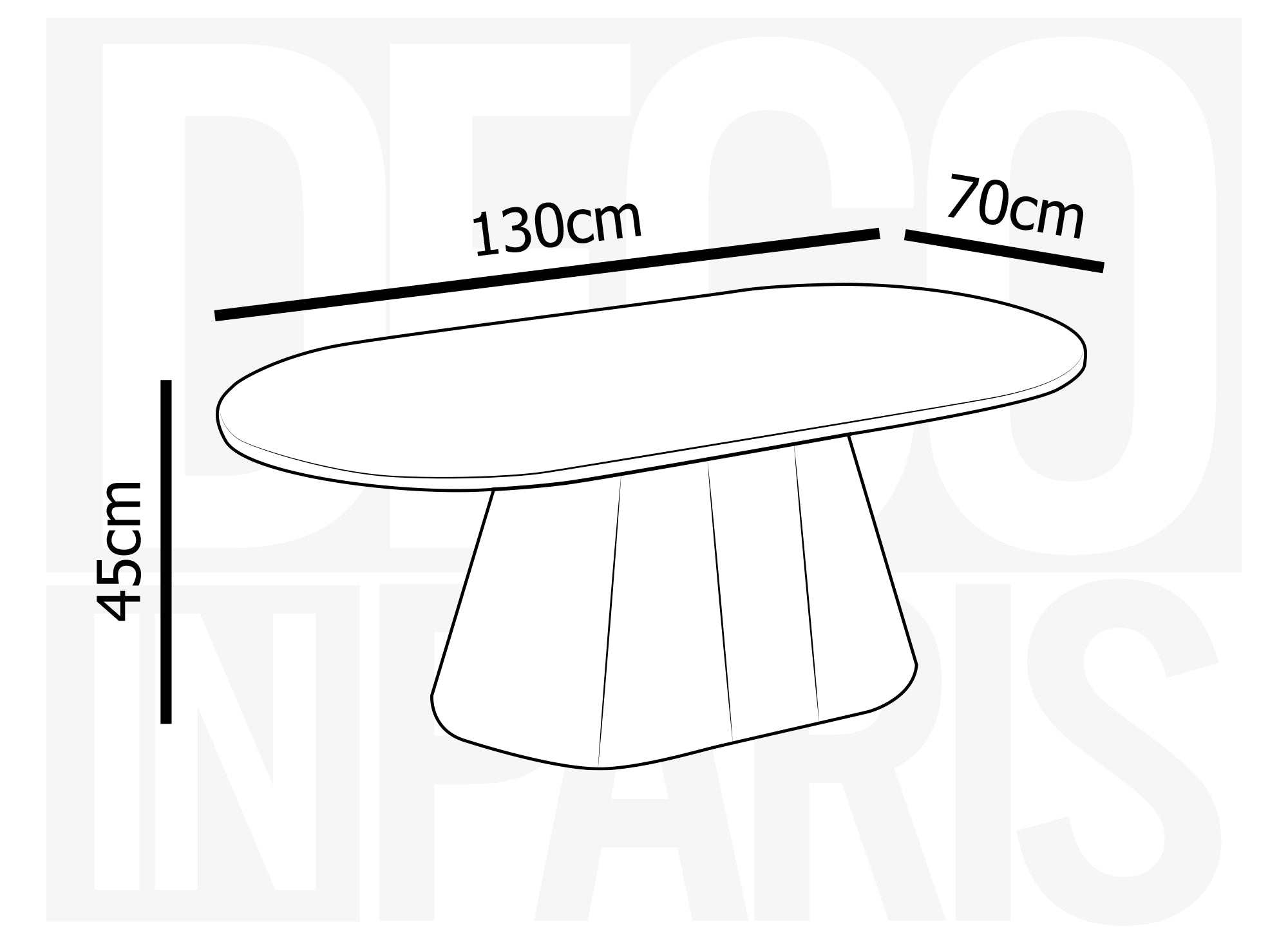 Mesa de centro ovalada TIANA en mármol compuesto beige