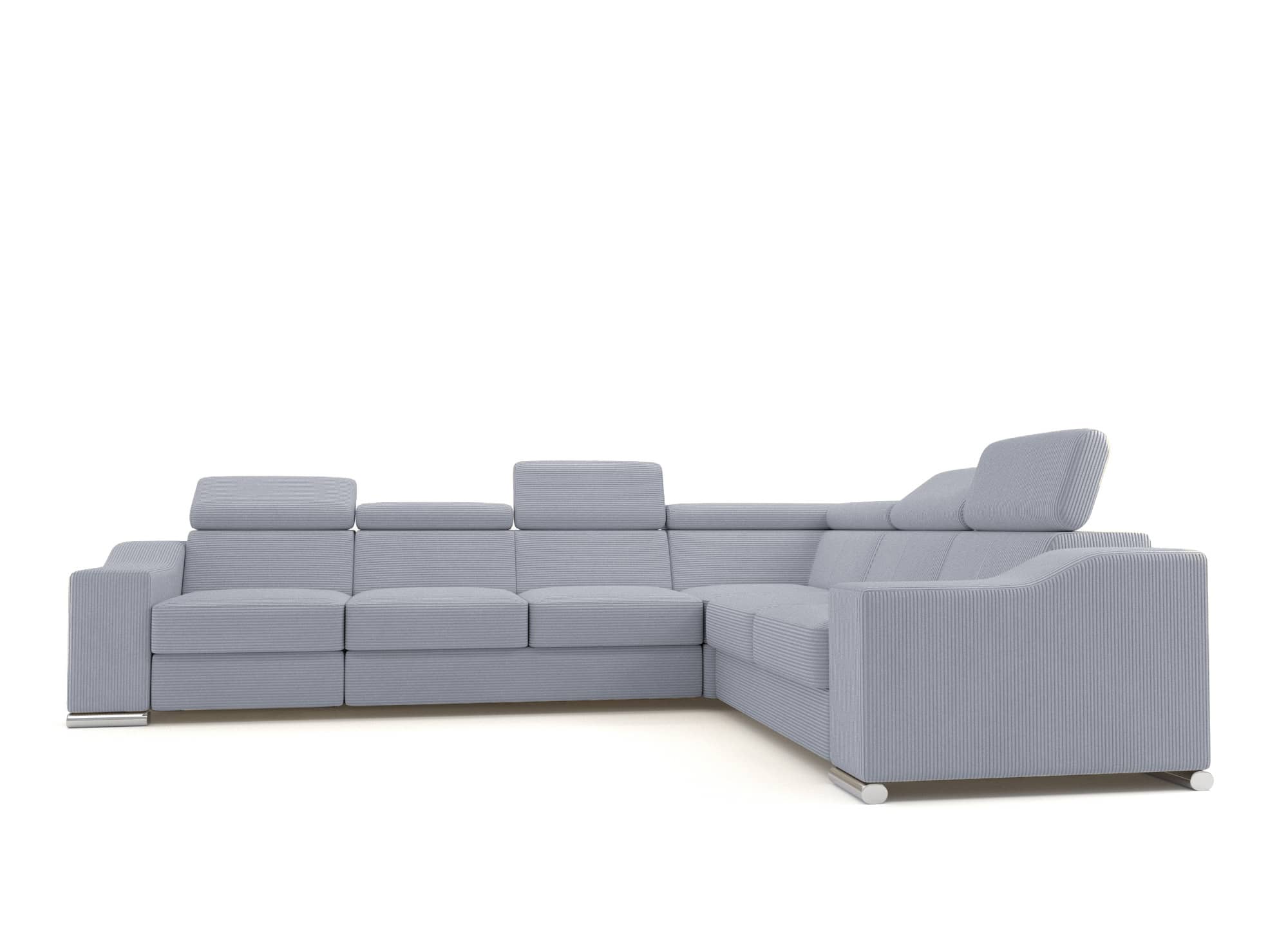 Sofá esquinero convertible reversible LEONIE en pana gris claro