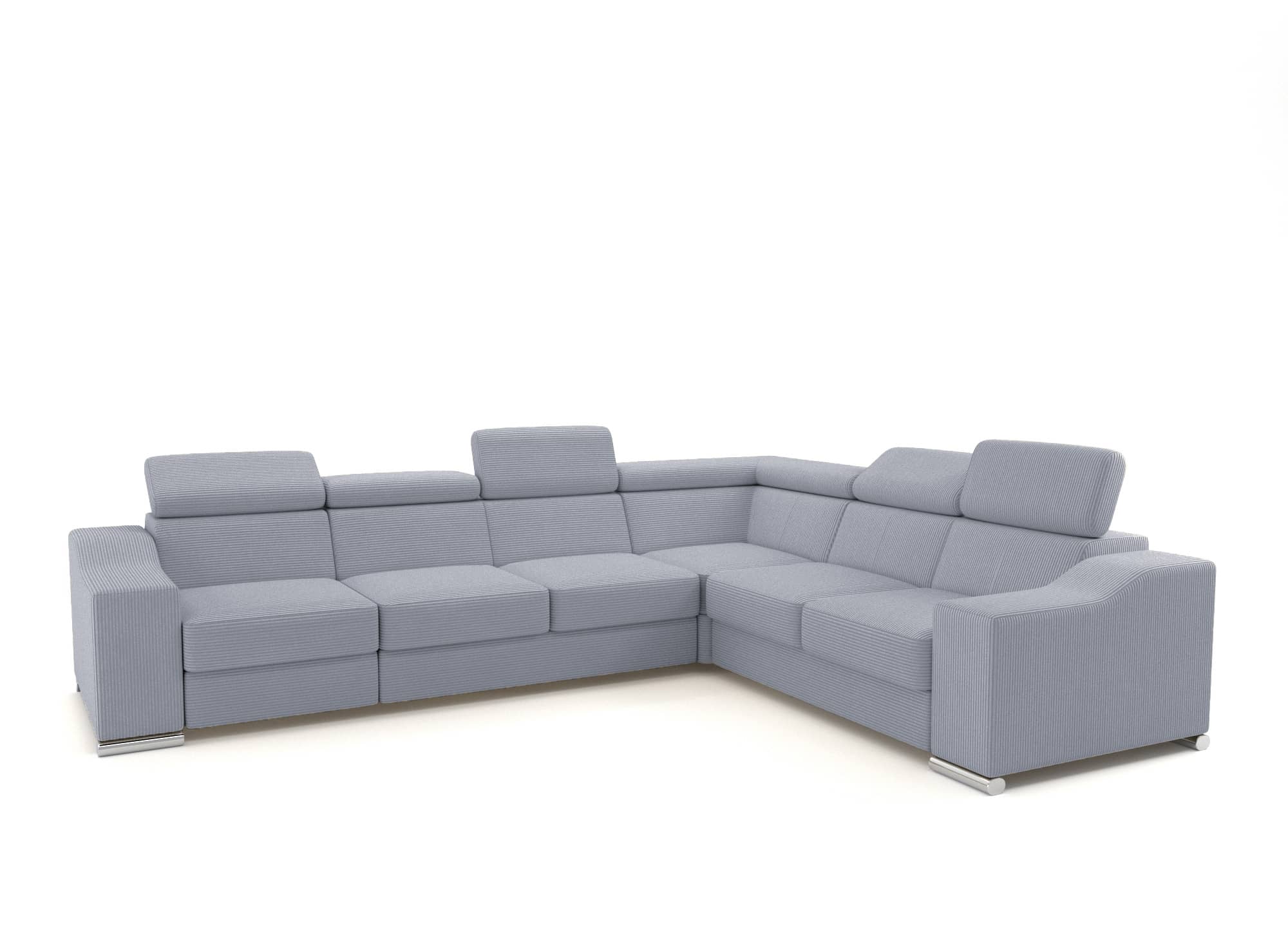 Sofá esquinero convertible reversible LEONIE en pana gris claro