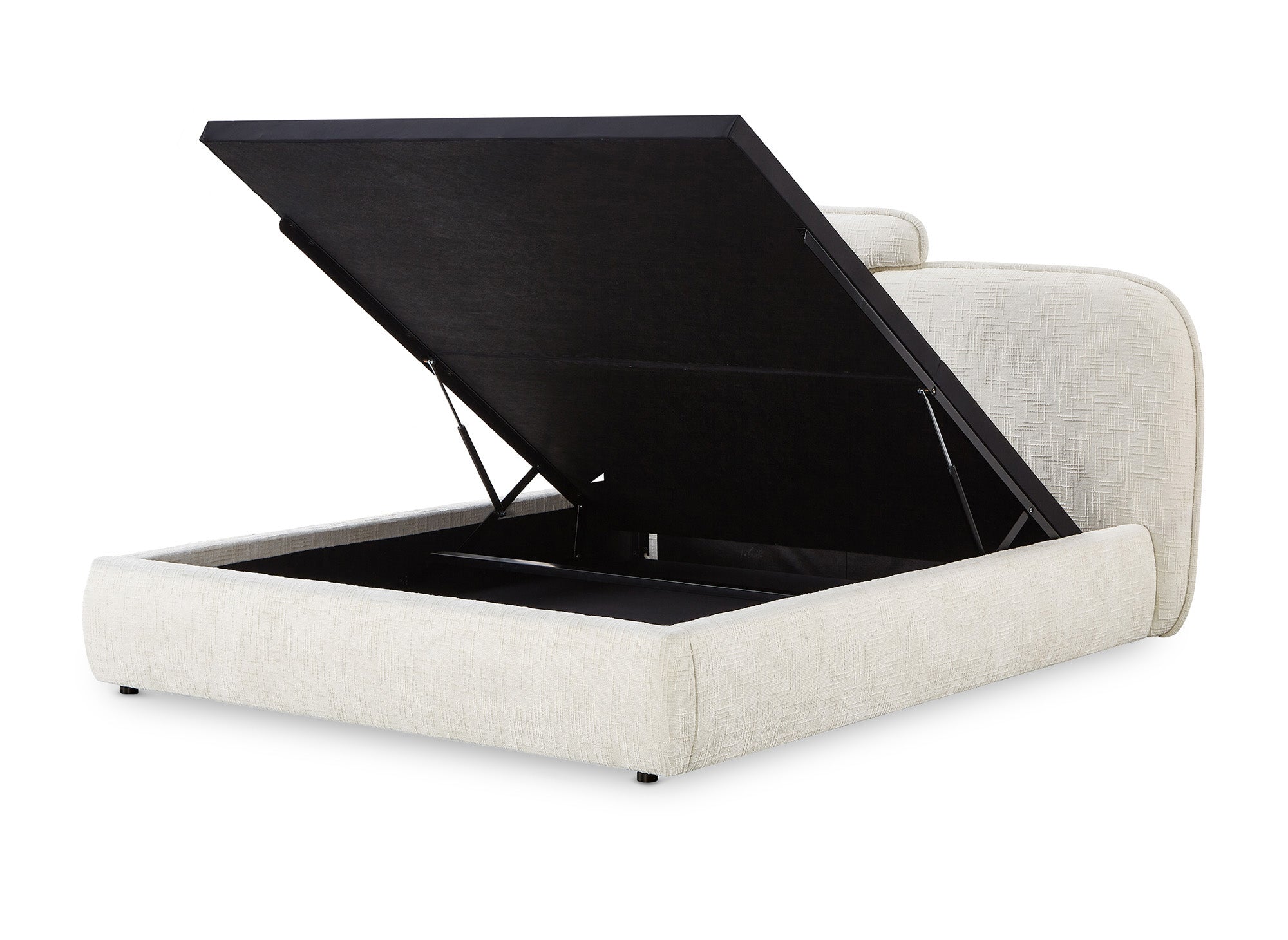 Cama de almacenaje MILENA de terciopelo jaspeado beige de 160x200 cm