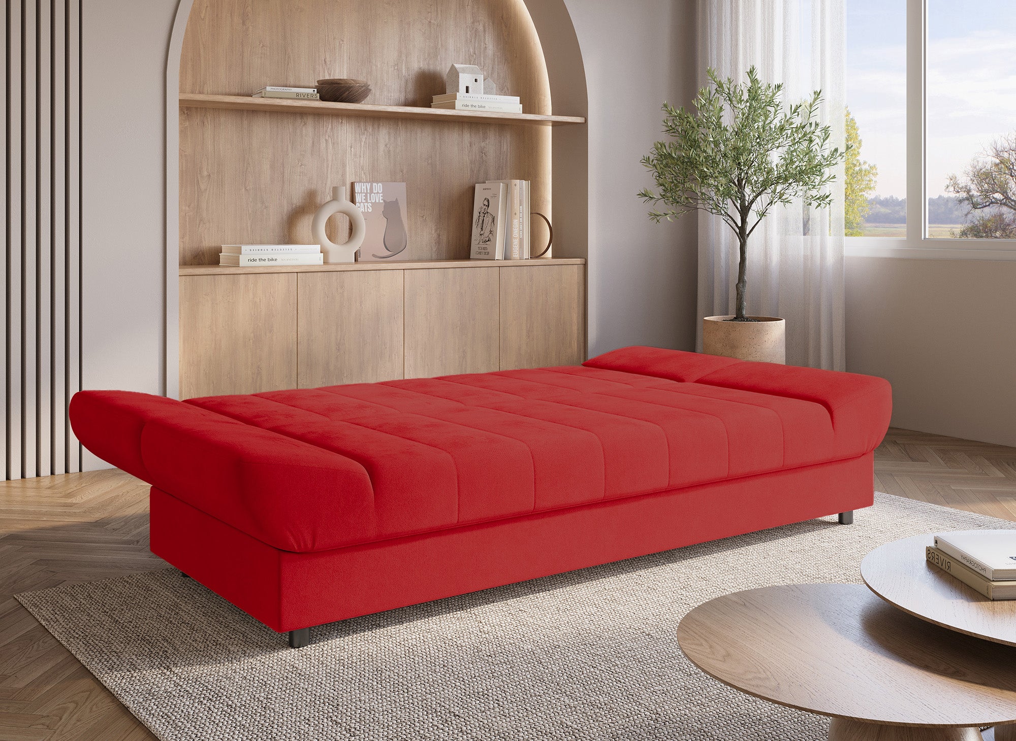 Sofá cama convertible rojo KOTI