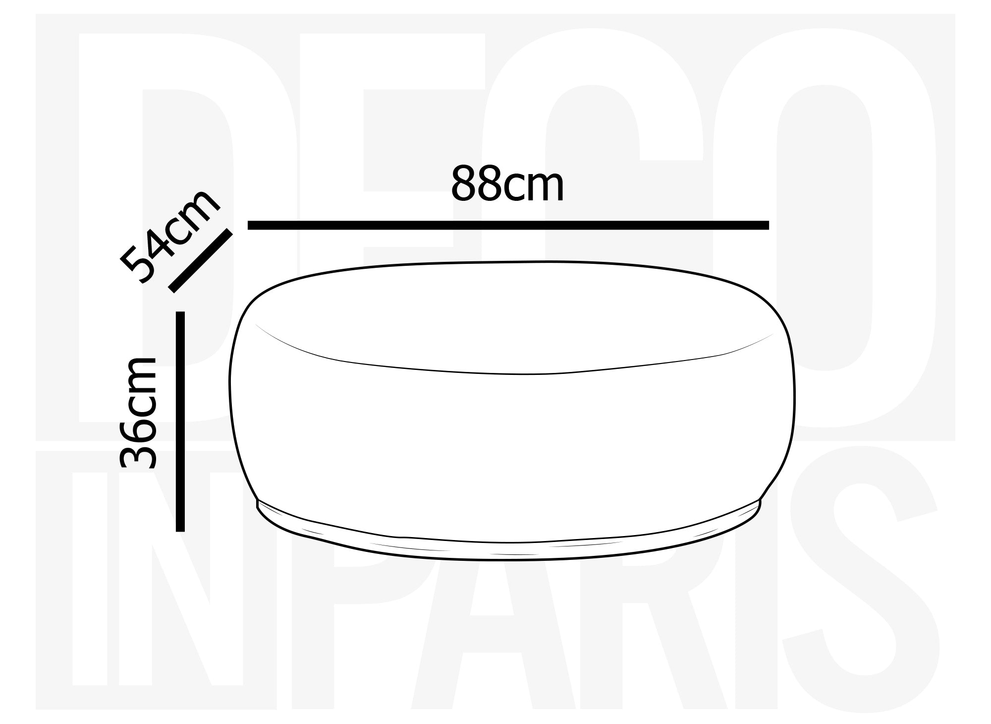 Puf ovalado en tejido efecto piel de oveja color crudo y madera CALY