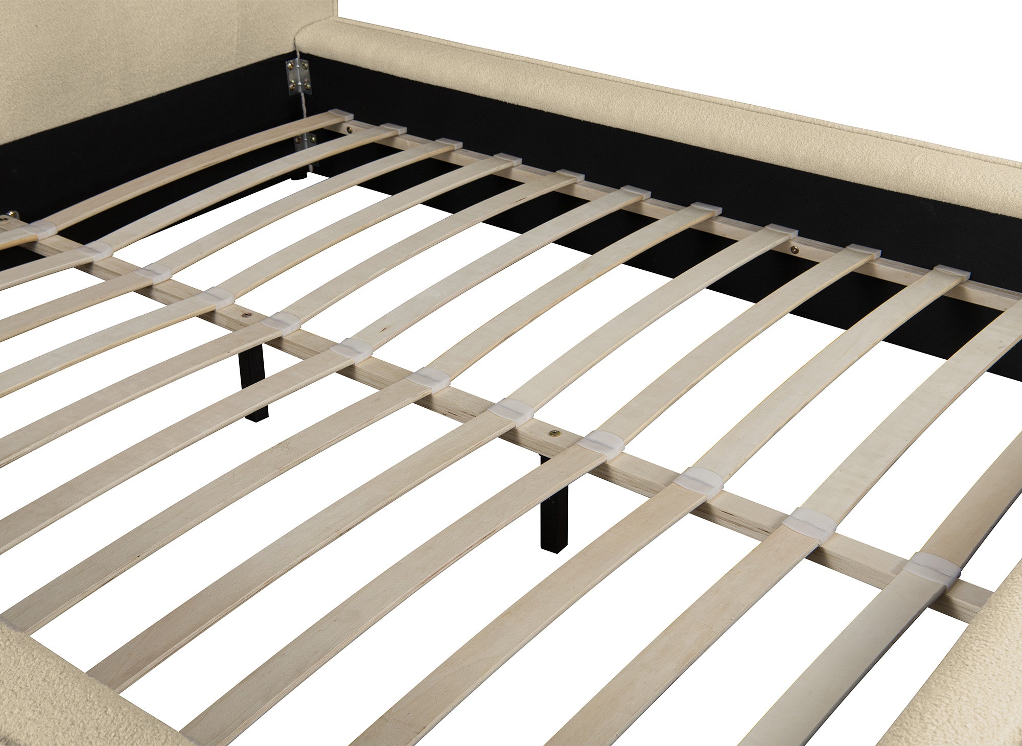 Cama doble YUNA de tejido bouclé beige 160x200cm