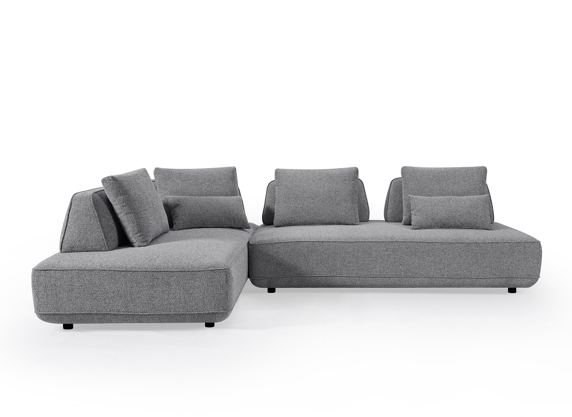 Sofá esquinero reversible ISAORA en tejido bouclé gris
