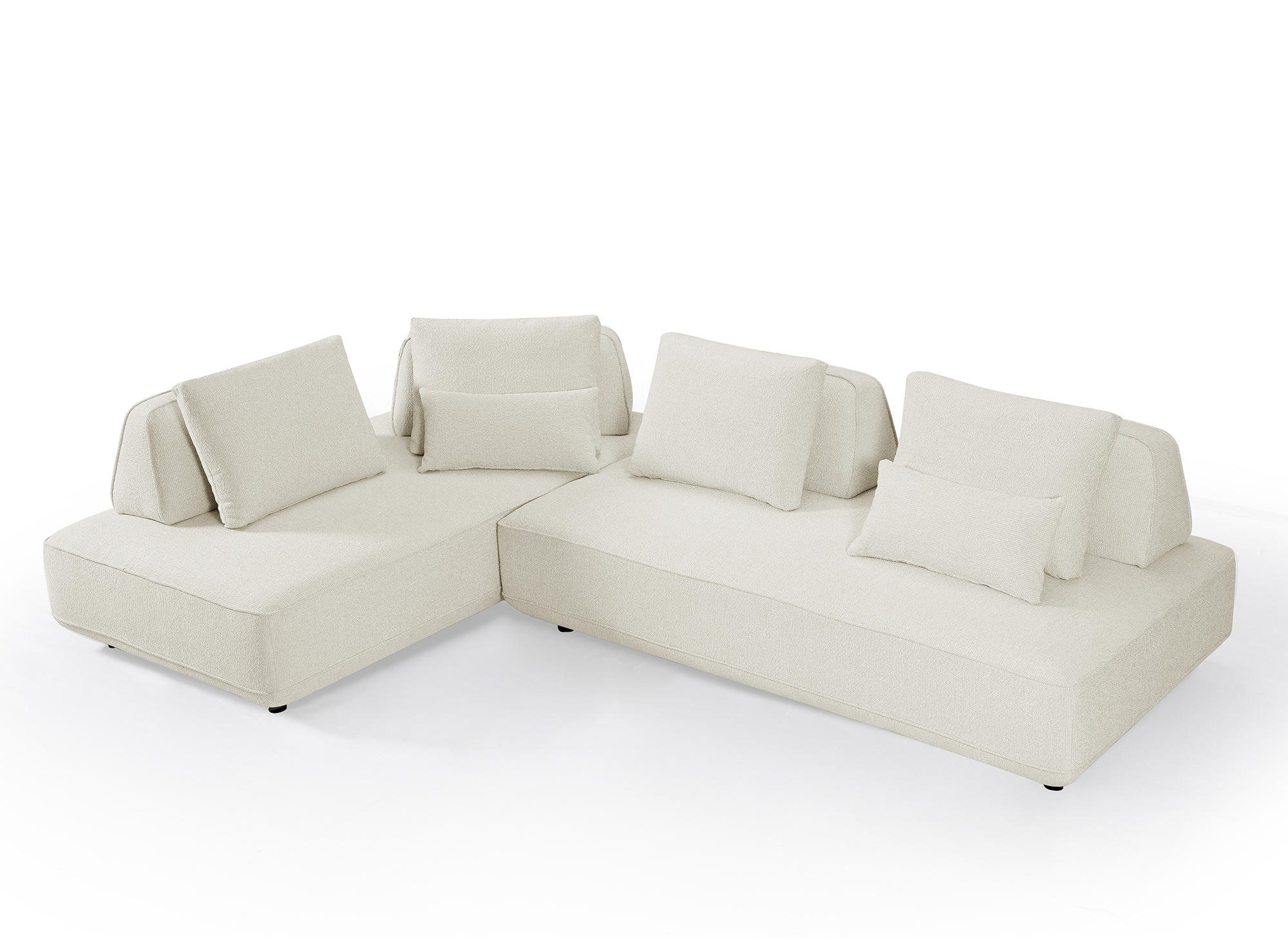 Sofá esquinero reversible ISAORA en tejido bouclé beige