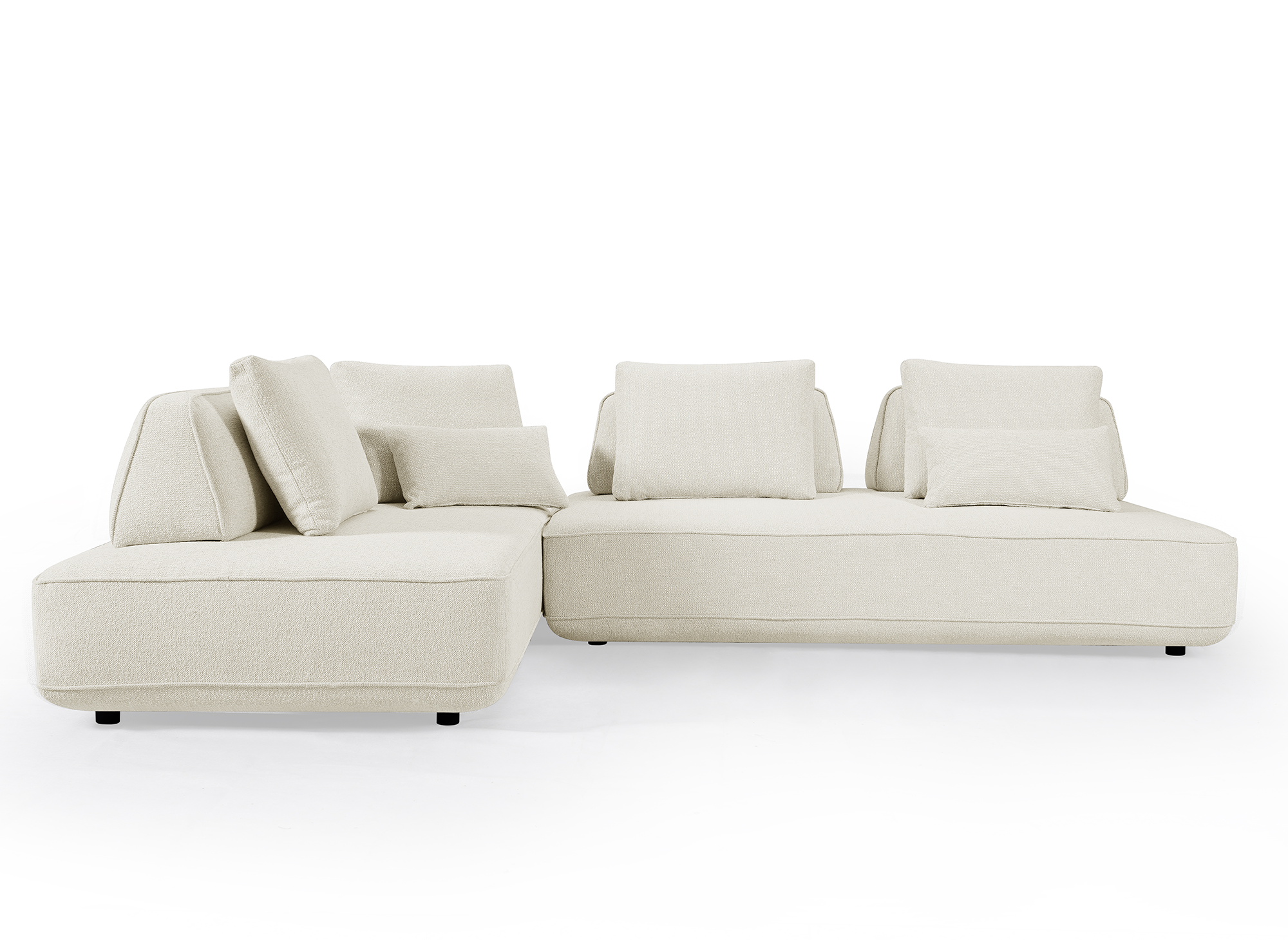 Sofá esquinero reversible ISAORA en tejido bouclé beige