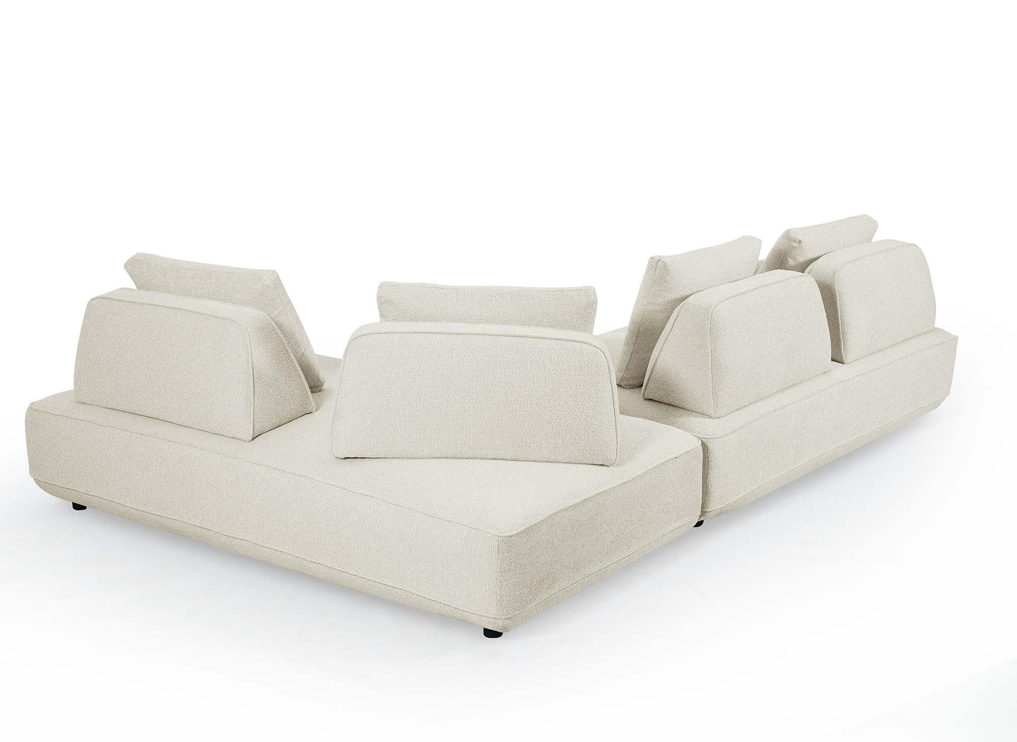 Sofá esquinero reversible ISAORA en tejido bouclé beige