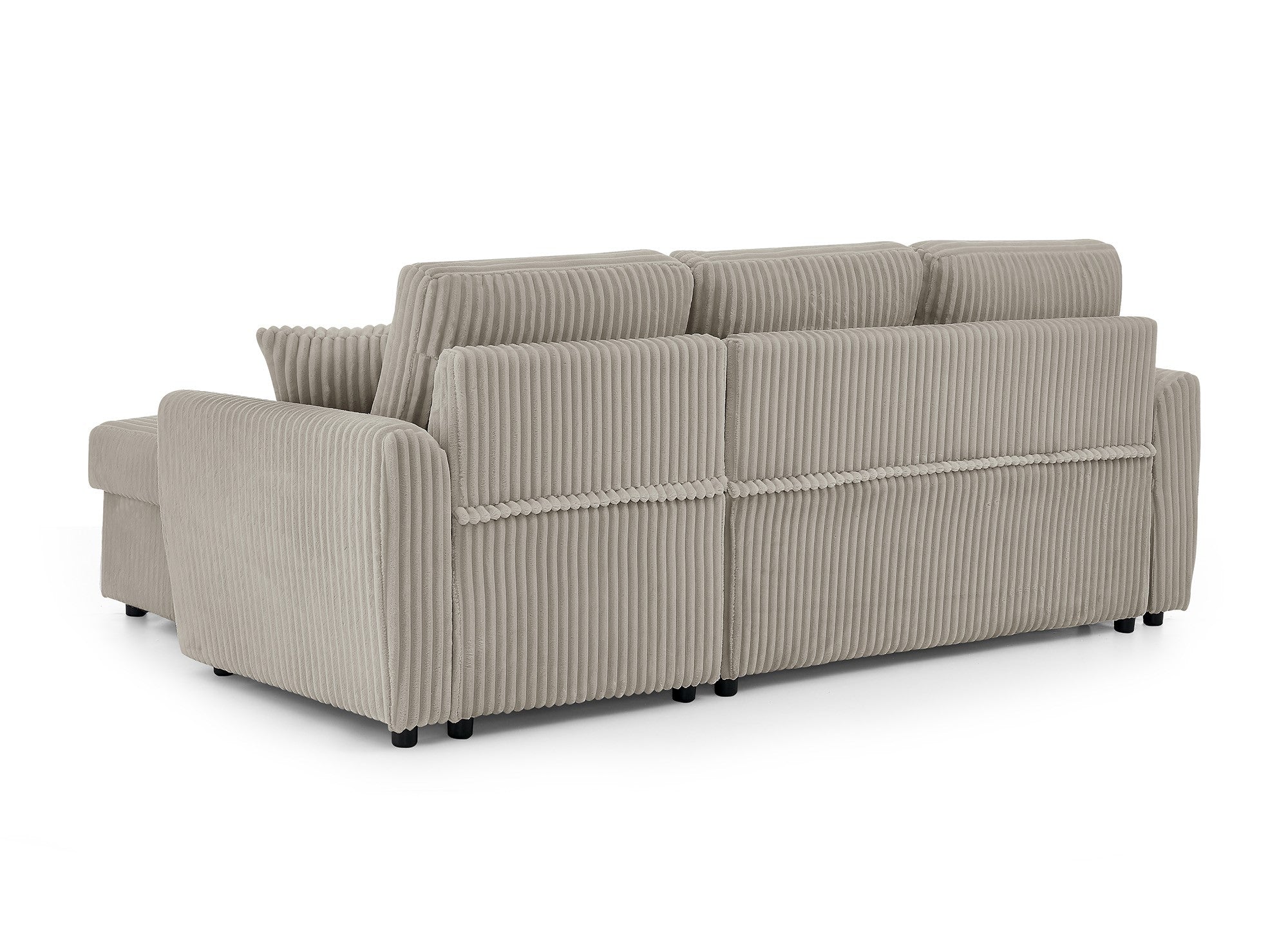 Sofá esquinero convertible y reversible ADRYEN con almacenaje en pana gruesa color topo