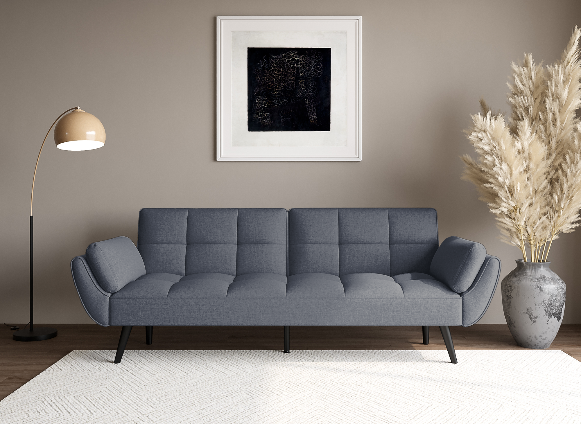 Sofá NARA de 3 plazas con mecanismo clic-clac en tela gris oscuro