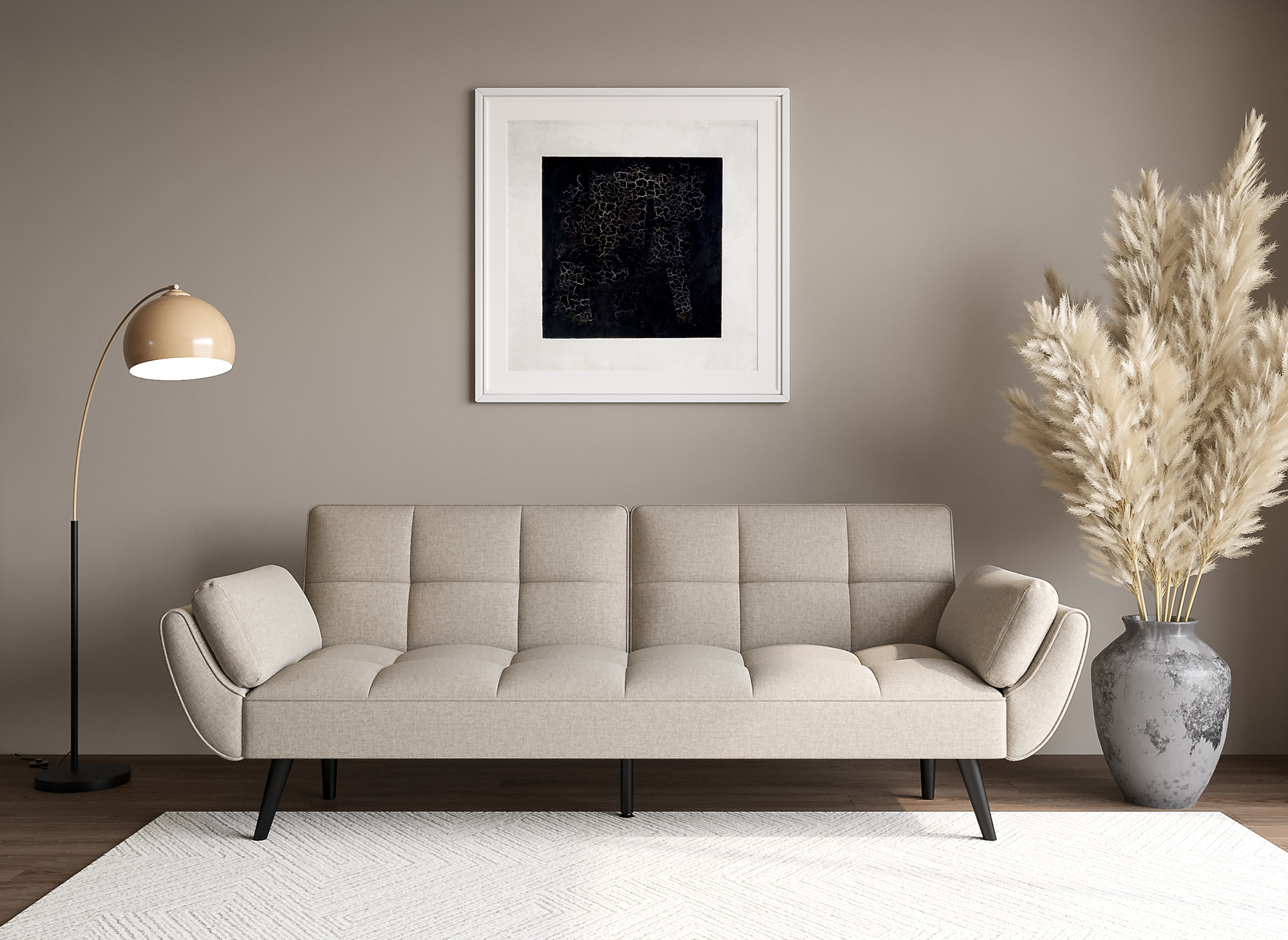 Sofá NARA de 3 plazas con mecanismo clic-clac en tela beige