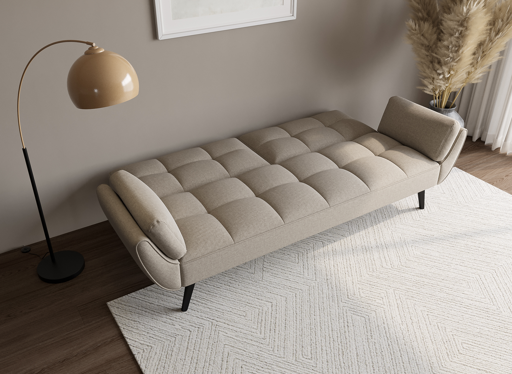 Sofá NARA de 3 plazas con mecanismo clic-clac en tela beige