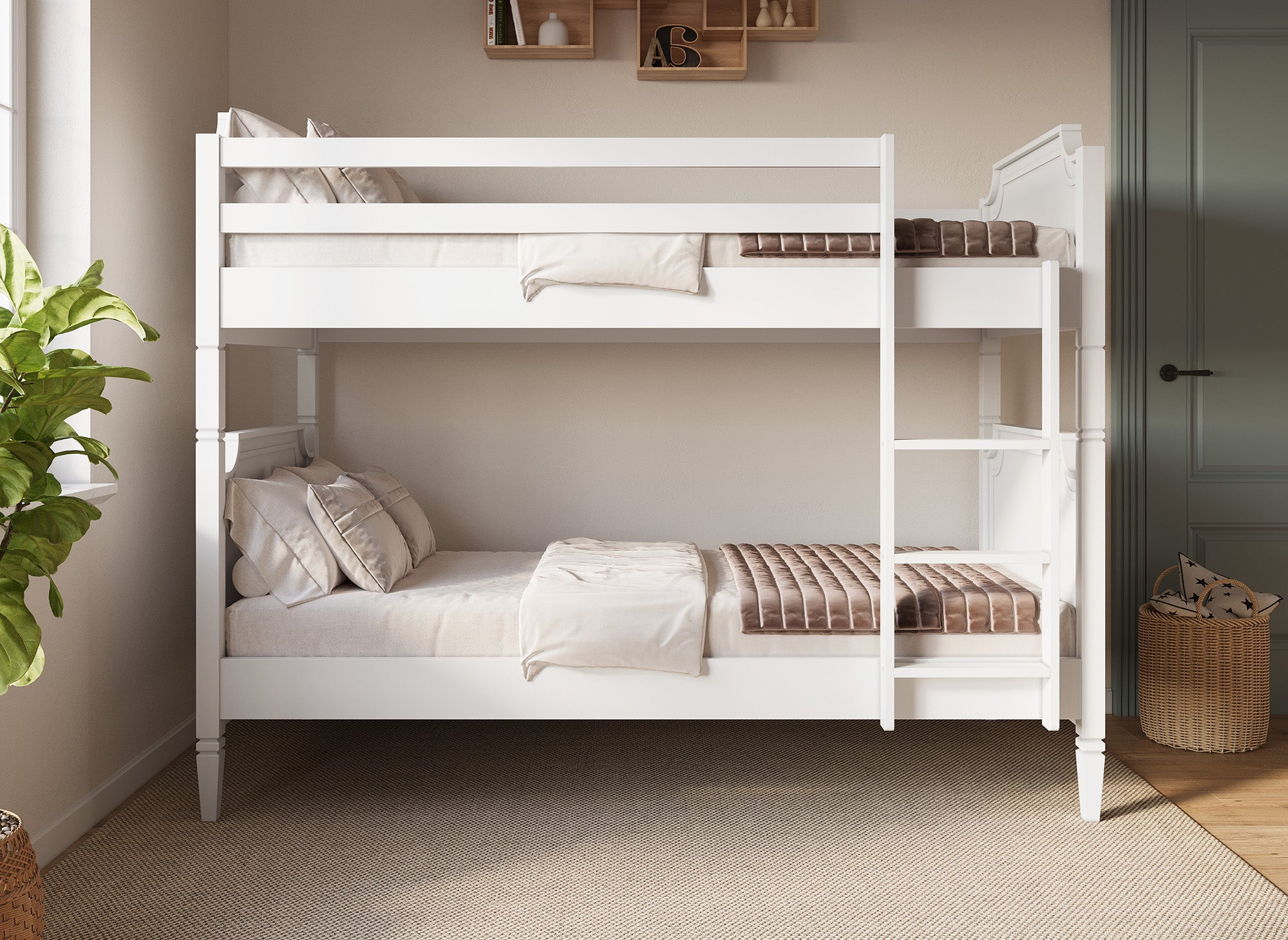 Litera de madera blanca PAULINE, 90 x 190 cm