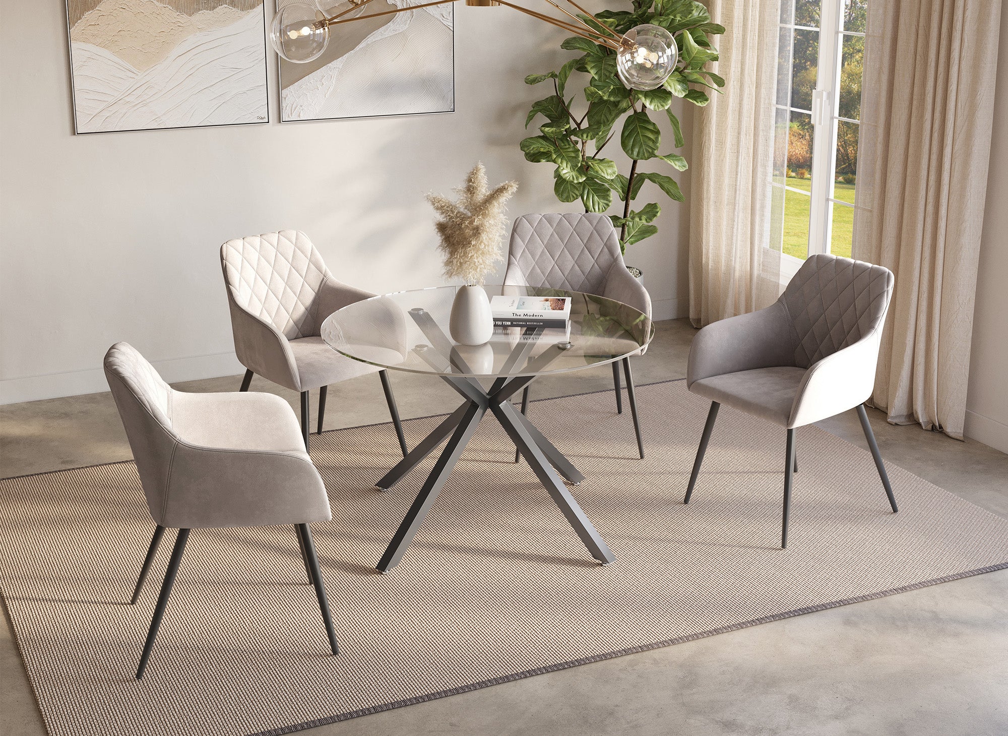 Mesa de comedor redonda de cristal CUBA